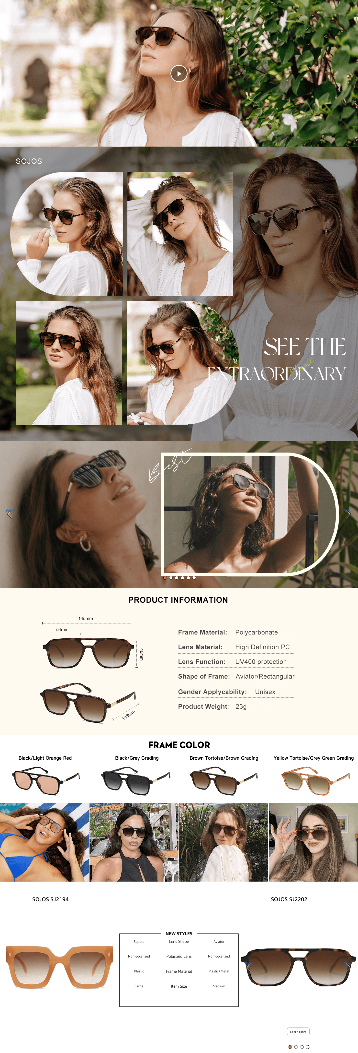 Amazon.com: SOJOS Retro Aviator Sunglasses for Women Men: A+ Premium