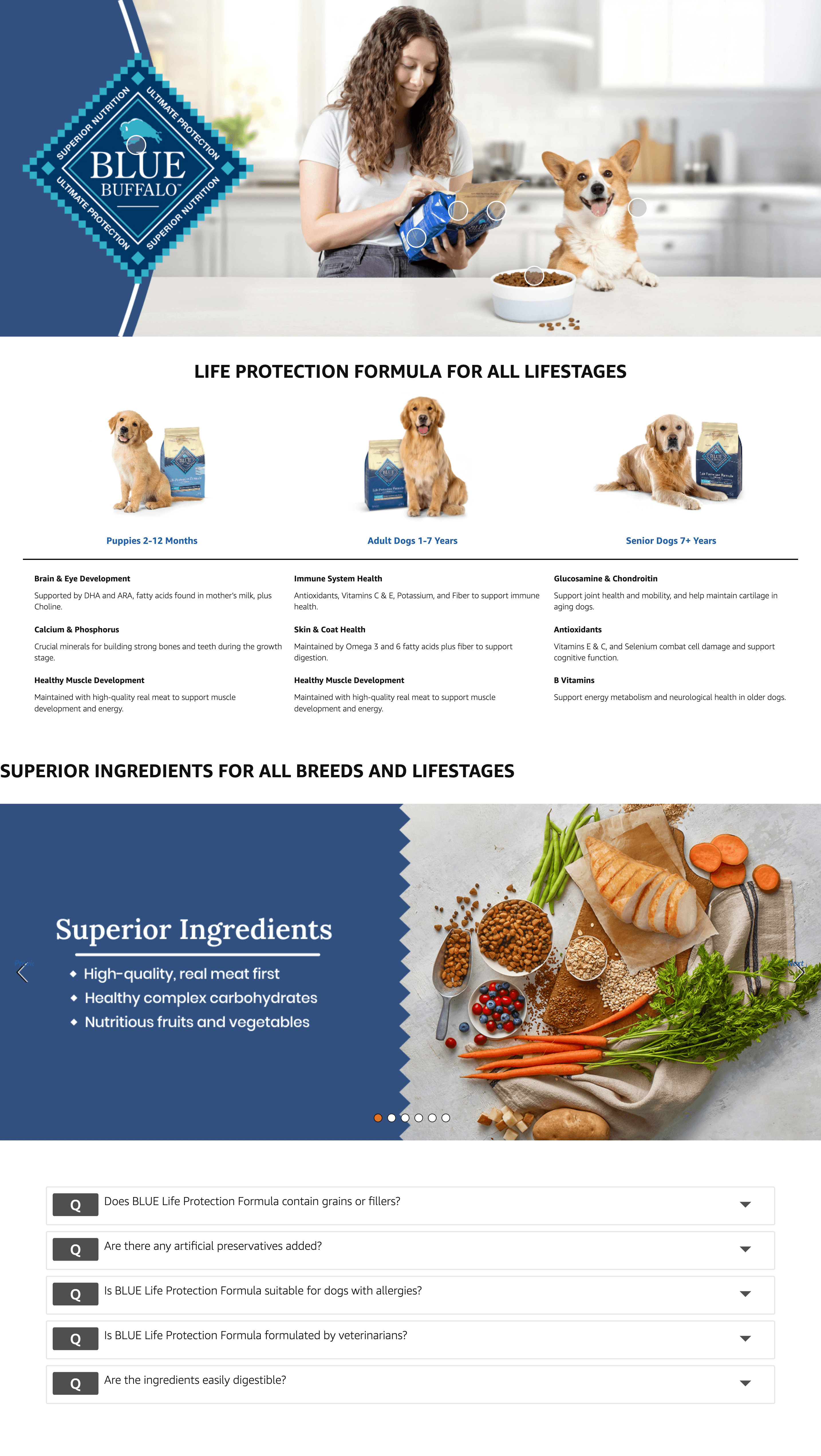 A+ Premium for Amazon.com: Blue Buffalo Life Protection Formula Adult Dry Dog Food