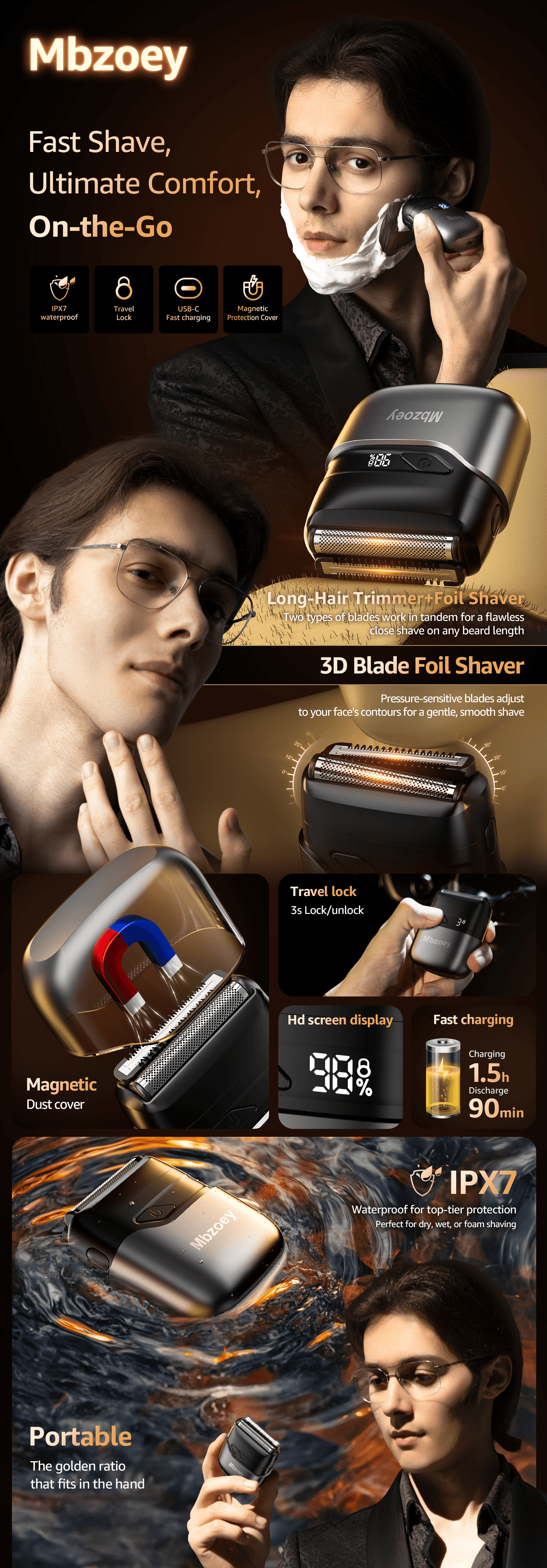 Amazon.com: Mbzoey Electric Foil Shavers for Men: Mini Electric Razor for Face: A+ Premium