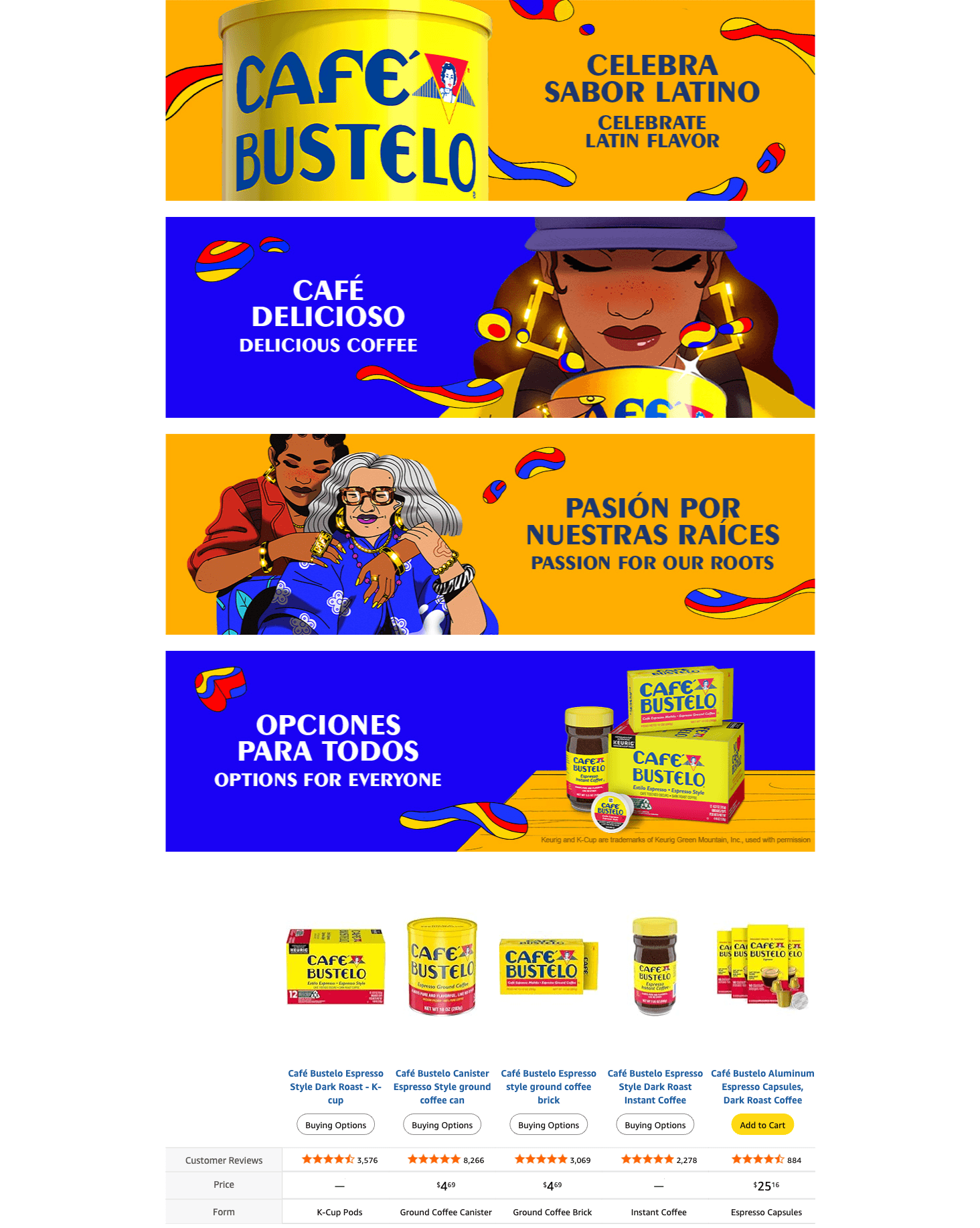 A+ Premium for Amazon.com: Café Bustelo Espresso Style Dark Roast Coffee