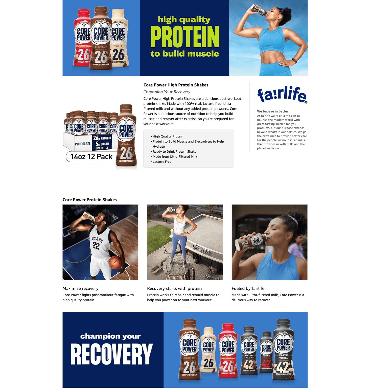 A+ Premium for Amazon.com: Core Power Protein Shake