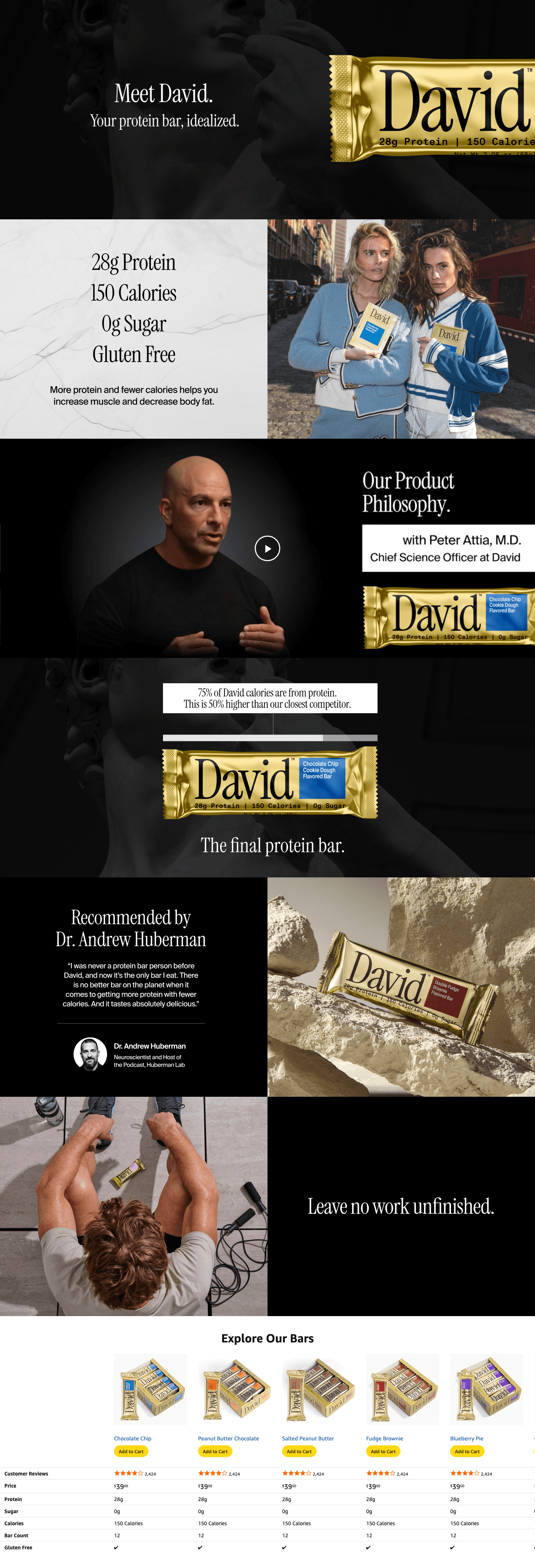 Amazon.com: David High Protein Bars No Sugar: A+ Premium