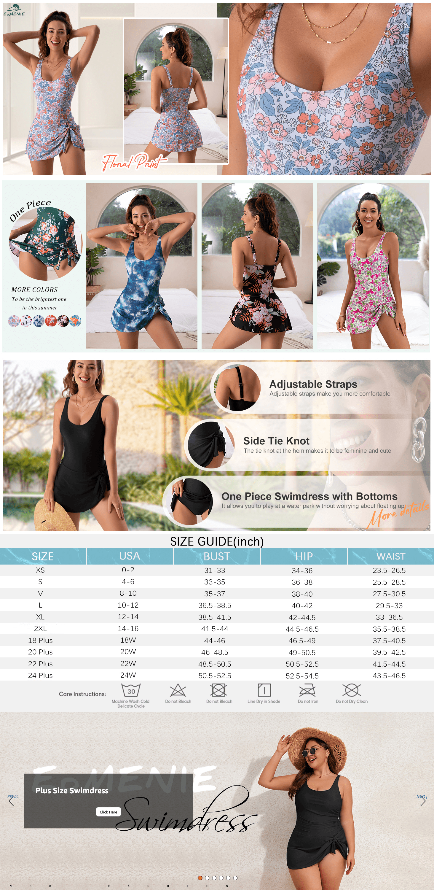 Eomenie One Piece Swimdress Swimsuits for Women Tummy Control Swim Dresses Skirt Bathing…: A+ Premium