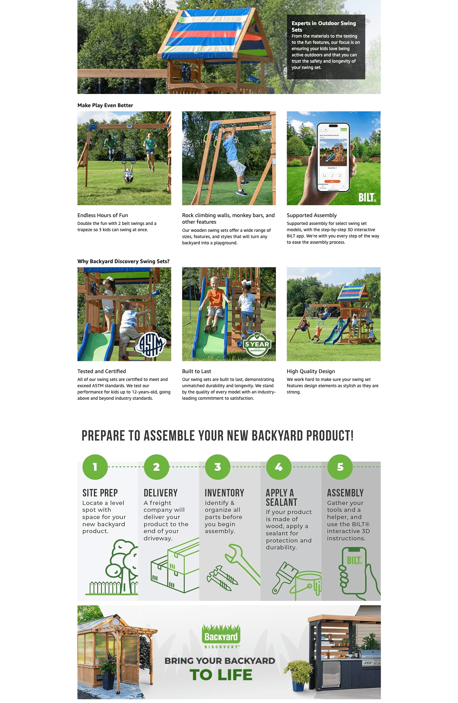 Amazon.com: Backyard Discovery Beach Front Cedar Wood Swing Set with Wave Slide: A+ Premium