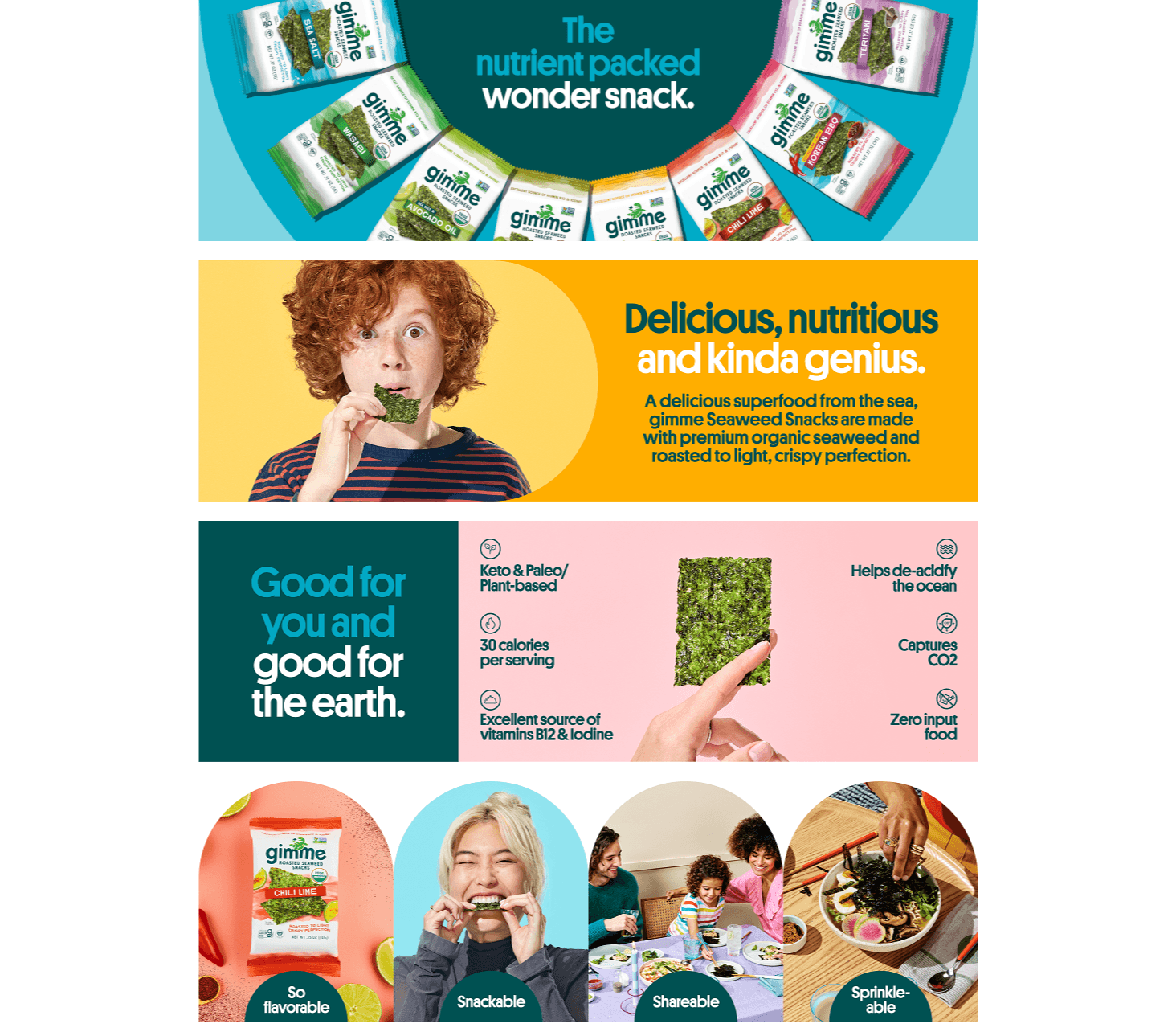 Amazon.com: gimMe Organic Roasted Seaweed Sheets: A+ Premium