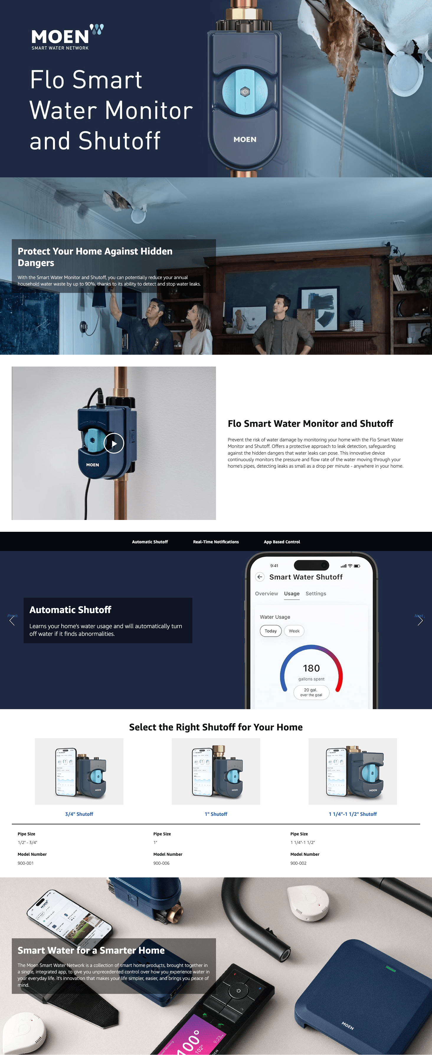 Moen Flo Smart Water Monitor and Automatic Shutoff Sensor: A+ Premium