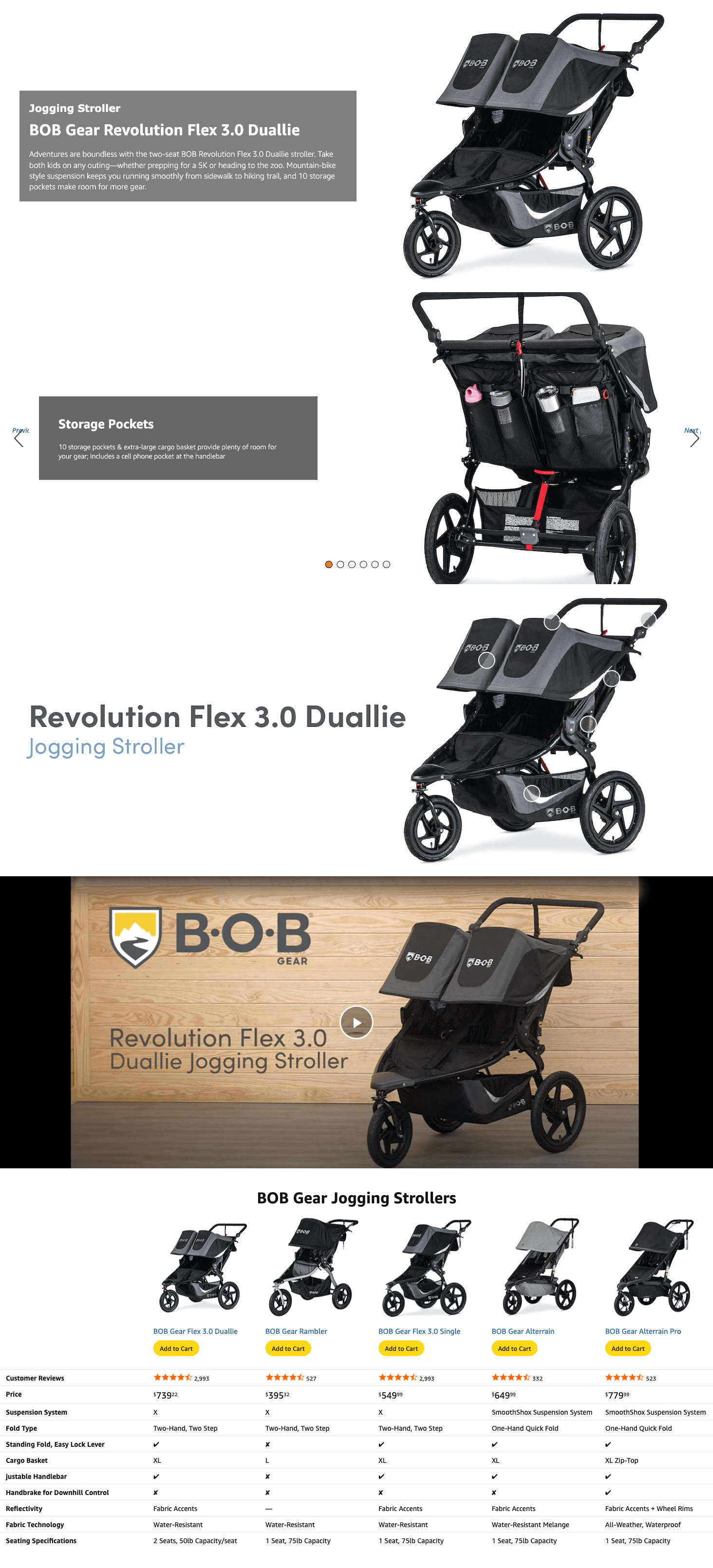 Amazon.com : BOB Gear Revolution Flex 3.0 Duallie Double Jogging Stroller: A+ Premium
