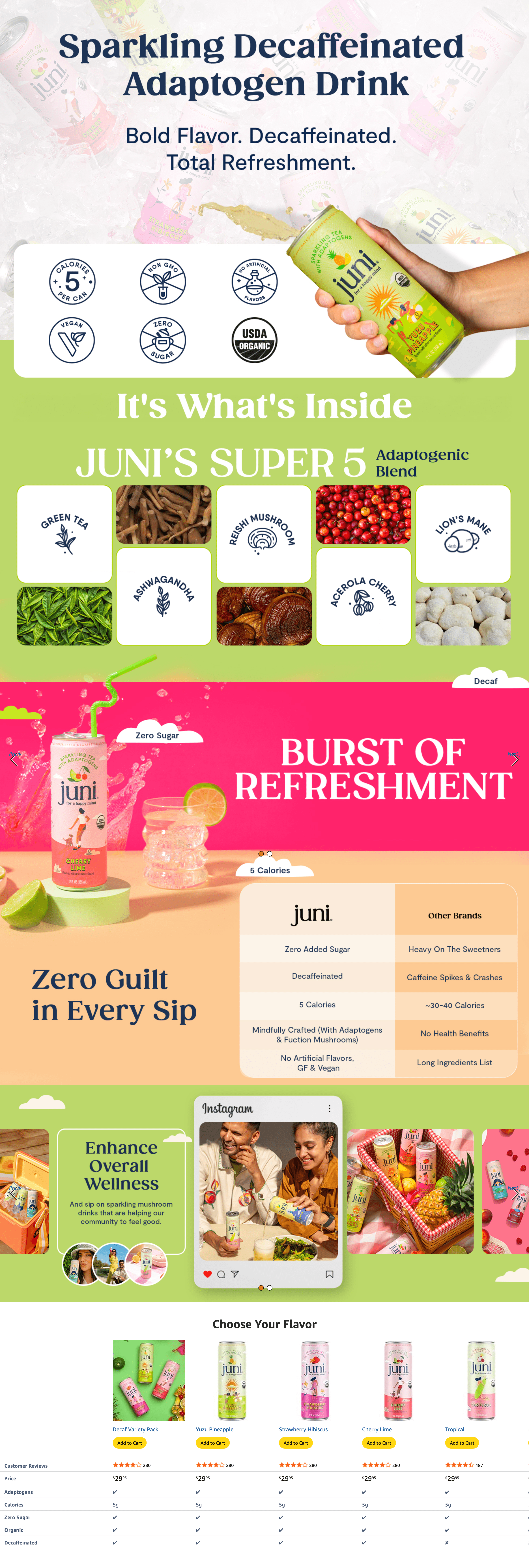 Amazon.com : Juni Sparkling Adaptogen Drink with Ashwagandha: A+ Premium