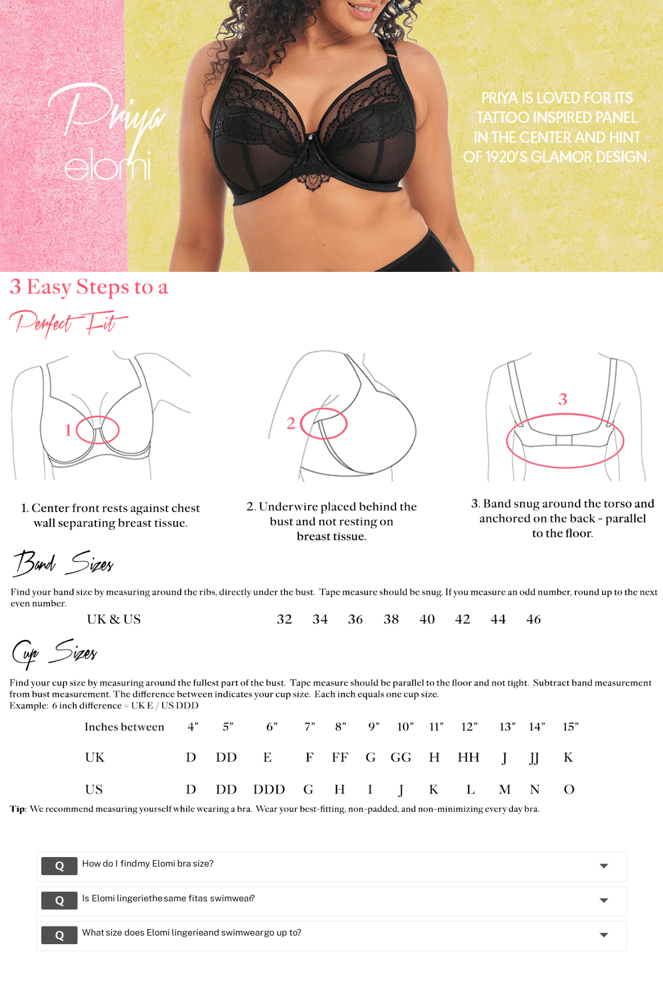 Elomi Women's Priya Underwire Plunge Bra at Amazon Women’s Clothing store: A+ Premium