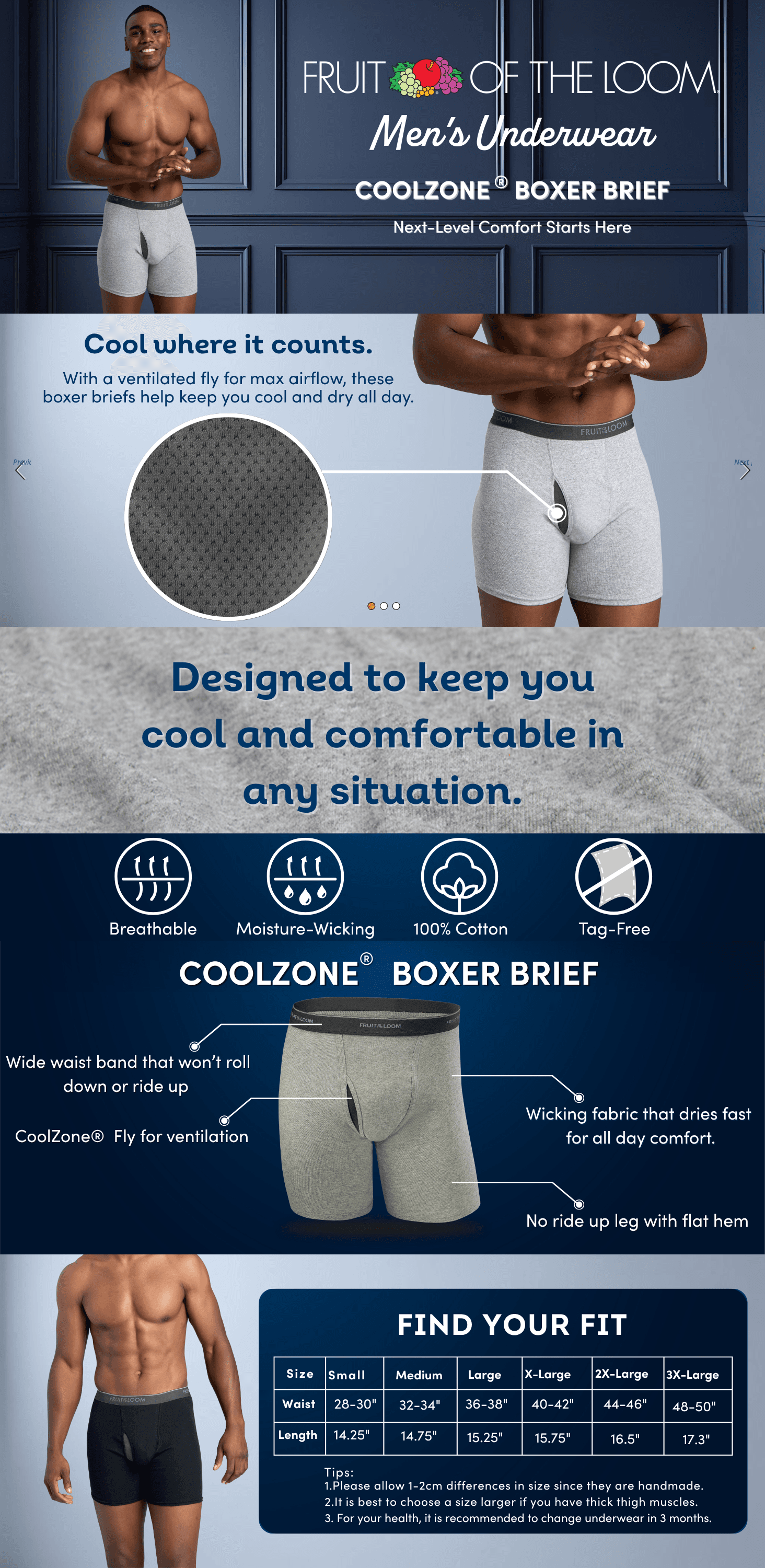 Fruit of the Loom Mens Coolzone Briefs: A+ Premium