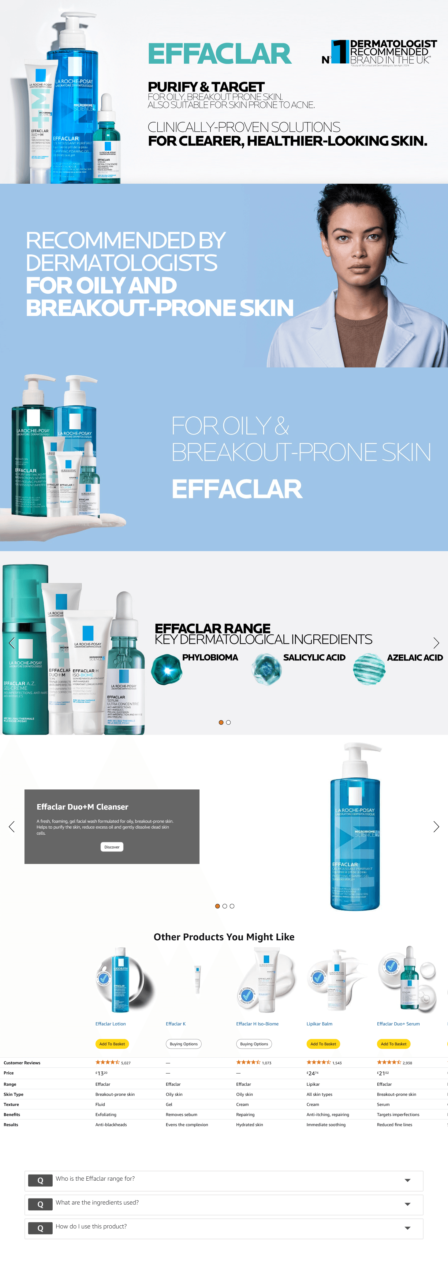 La Roche Posay Effaclar Purifying Foaming Gel for oily sensitive skin 400ml: A+ Premium