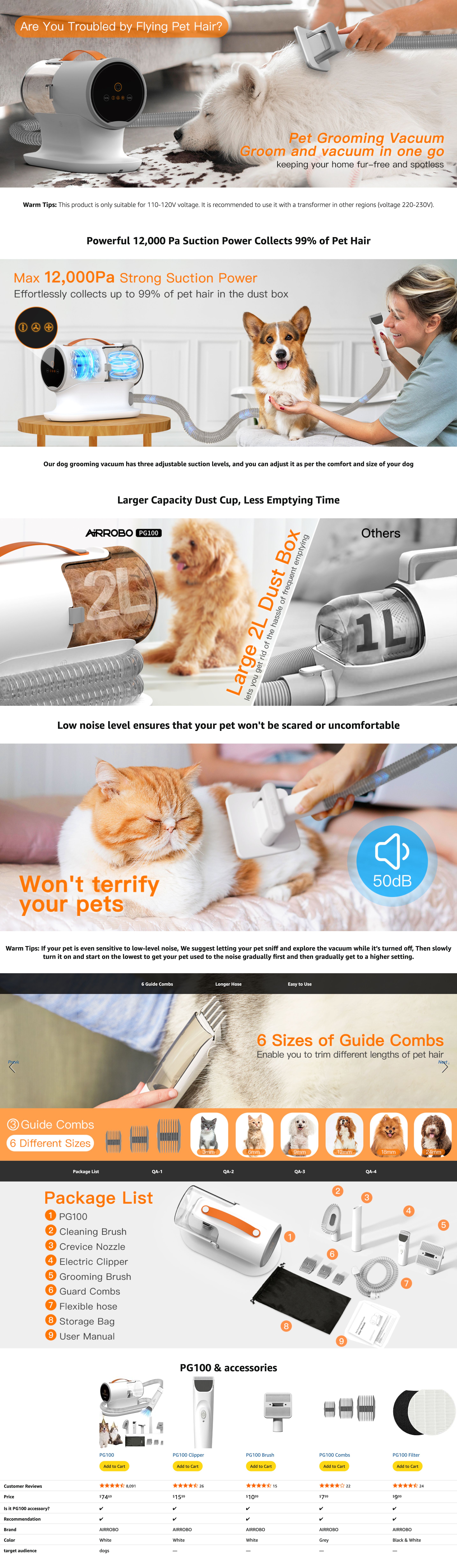 Amazon.com: AIRROBO Dog Grooming Vacuum: A+ Premium