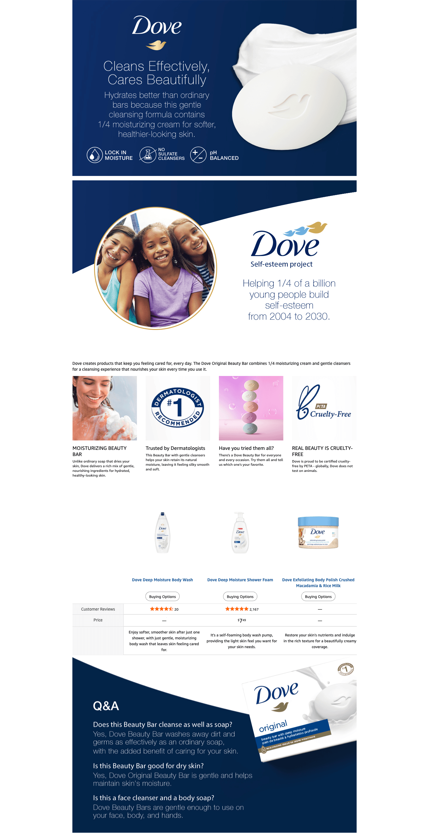 Amazon.com: Dove Beauty Bar Gentle Skin Cleanser Moisturizing for Gentle Soft Skin Care…: A+ Premium