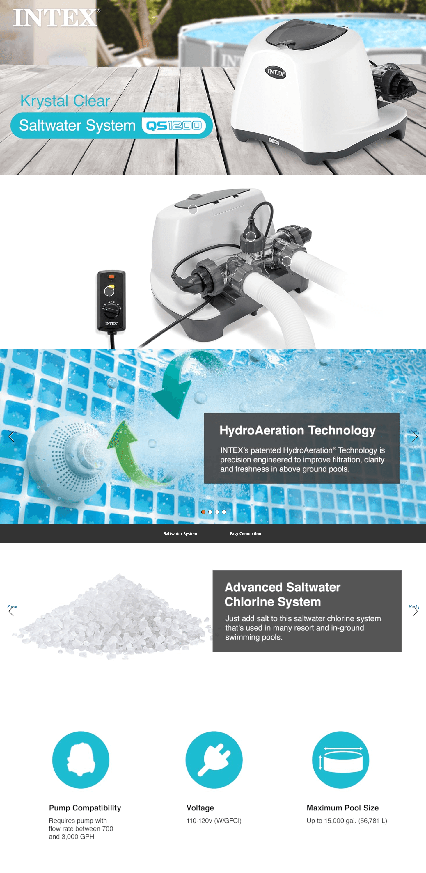 Amazon.com : Intex Krystal Clear Saltwater System for Above-Ground Pools up to 15,000…: A+ Premium