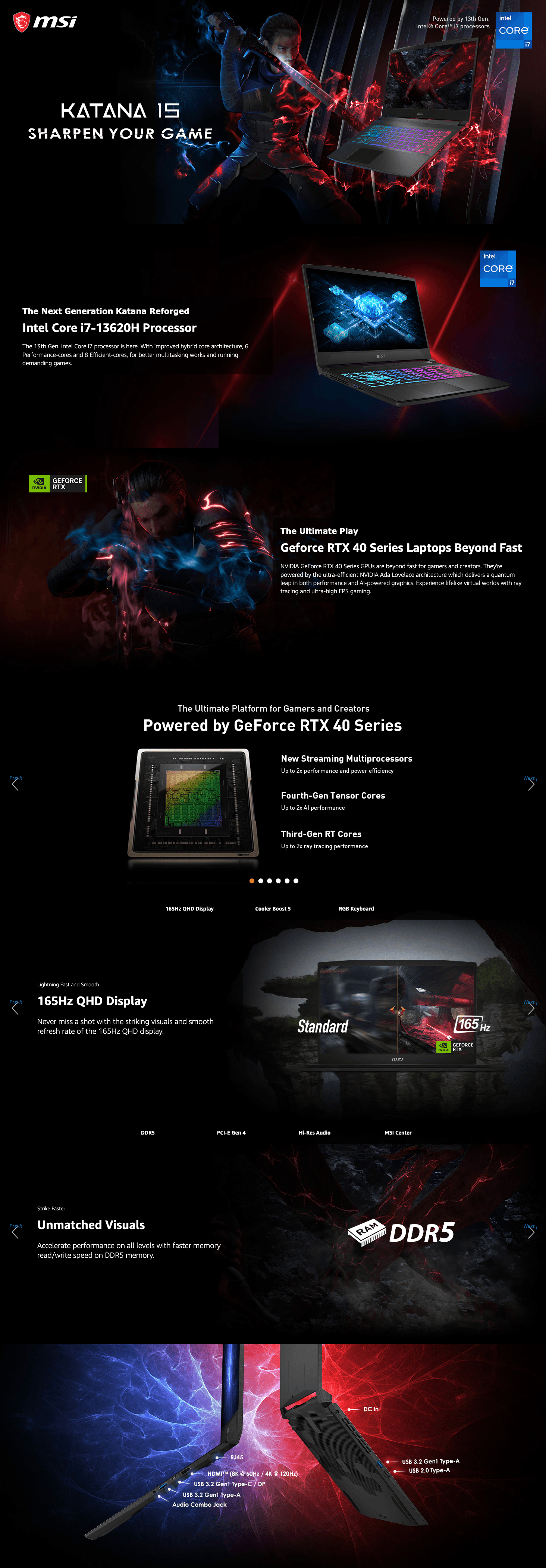 Amazon.com: MSI Katana 15 15.6” 165Hz QHD Gaming Laptop: Intel Core i7-13620H: A+ Premium