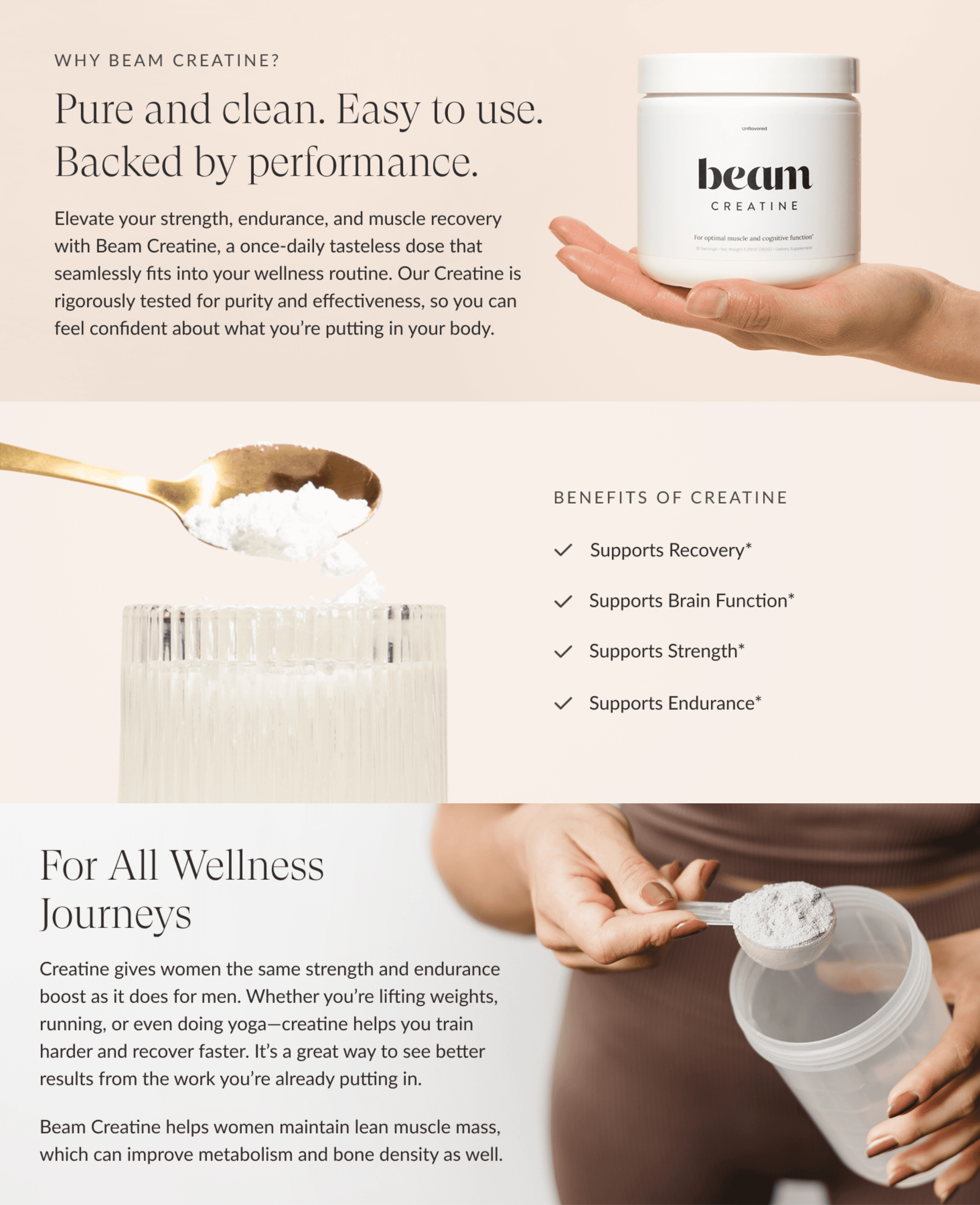 Amazon.com: Beam Creatine Monohydrate Powder: A+ Premium