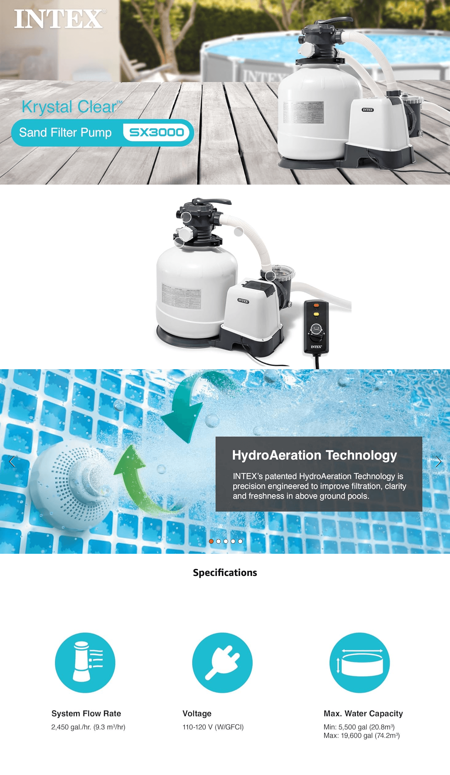 Amazon.com : Intex 26651EG 3,000 GPH Above Ground Pool Sand Filter Pump with Automatic…: A+ Premium