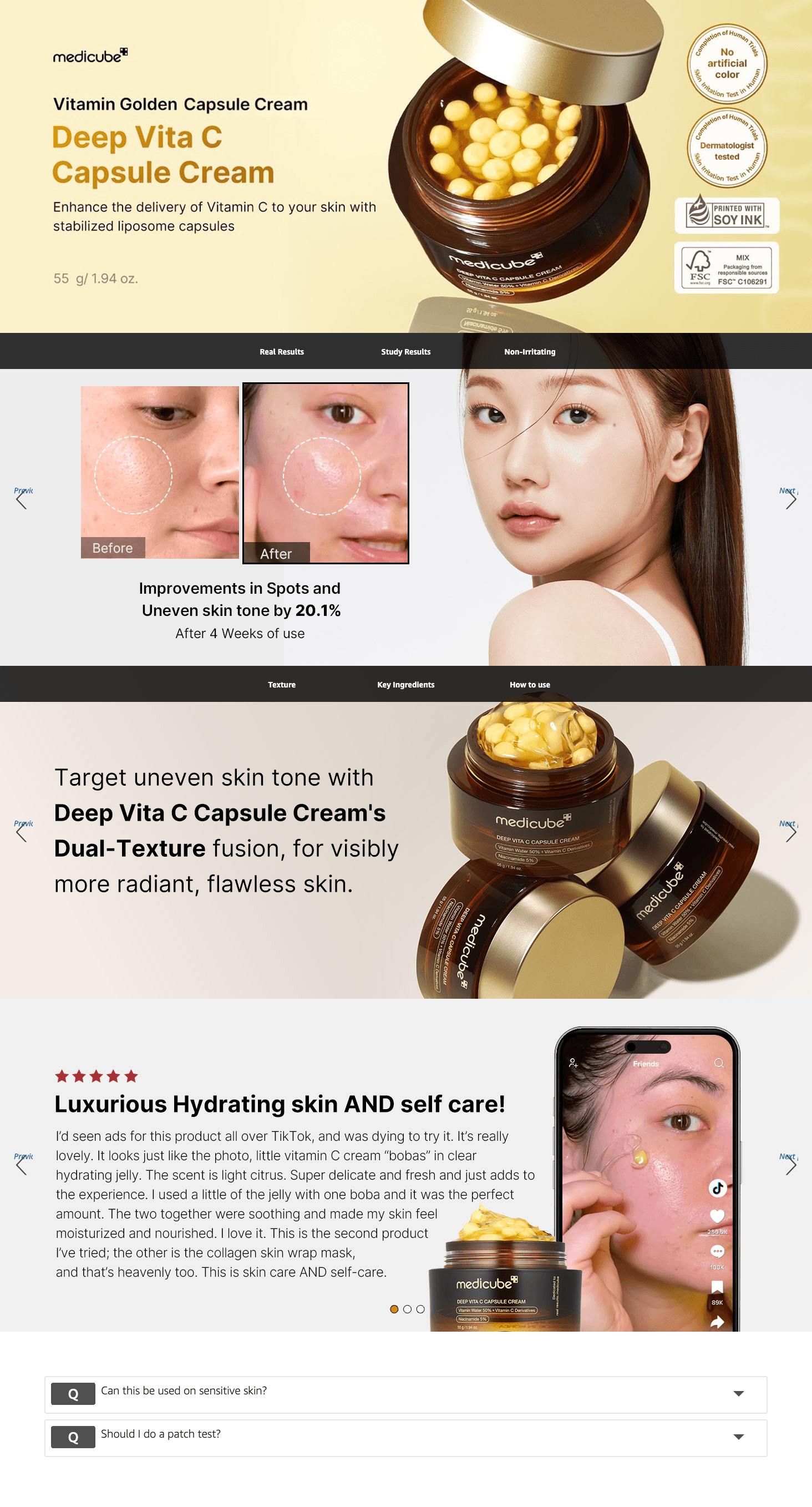 Amazon.com: medicube Deep Vitamin C Golden Capsule Face Moisturizer: A+ Premium