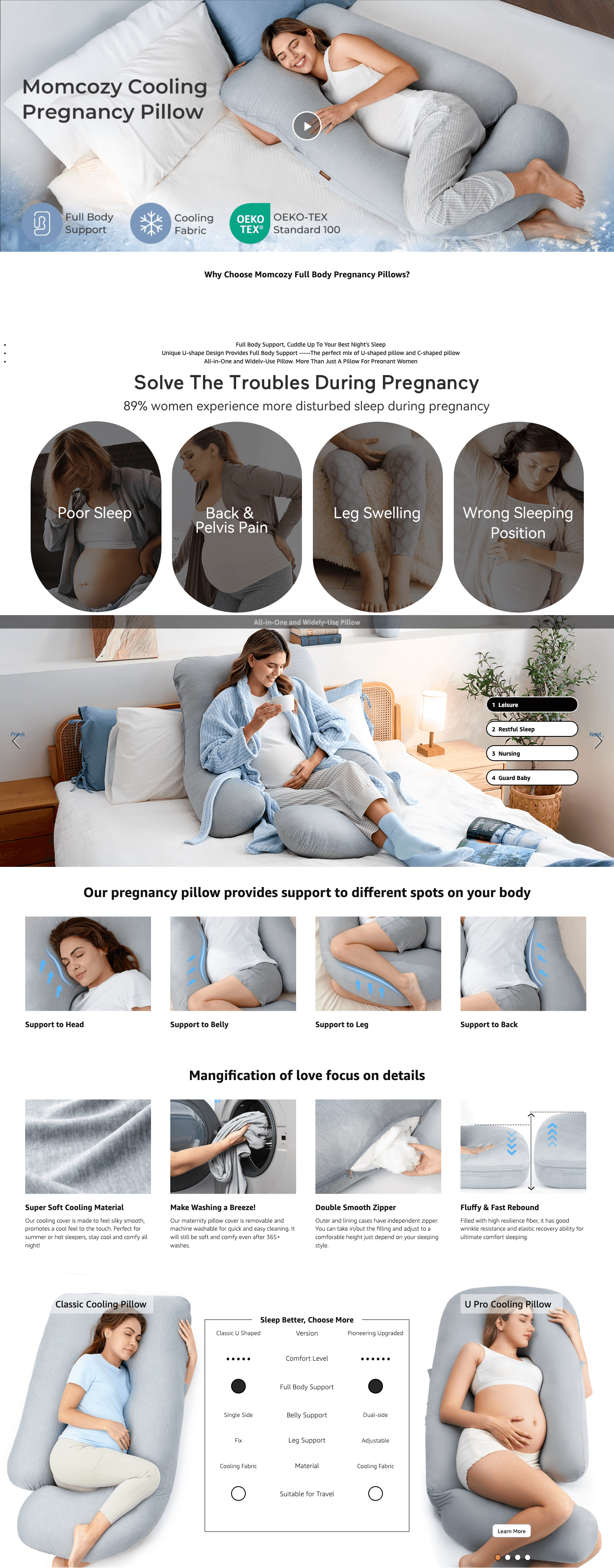 Amazon.com: Momcozy Pregnancy Pillows with Cooling Cover: A+ Premium