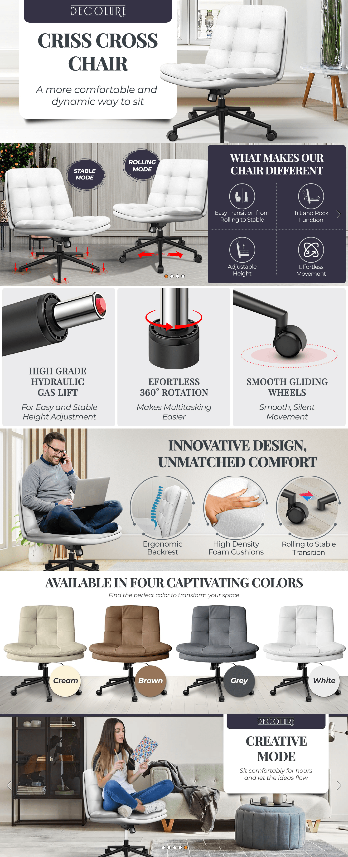 Amazon.com: Criss Cross Desk Chair for Cross Legged Sitting: A+ Premium