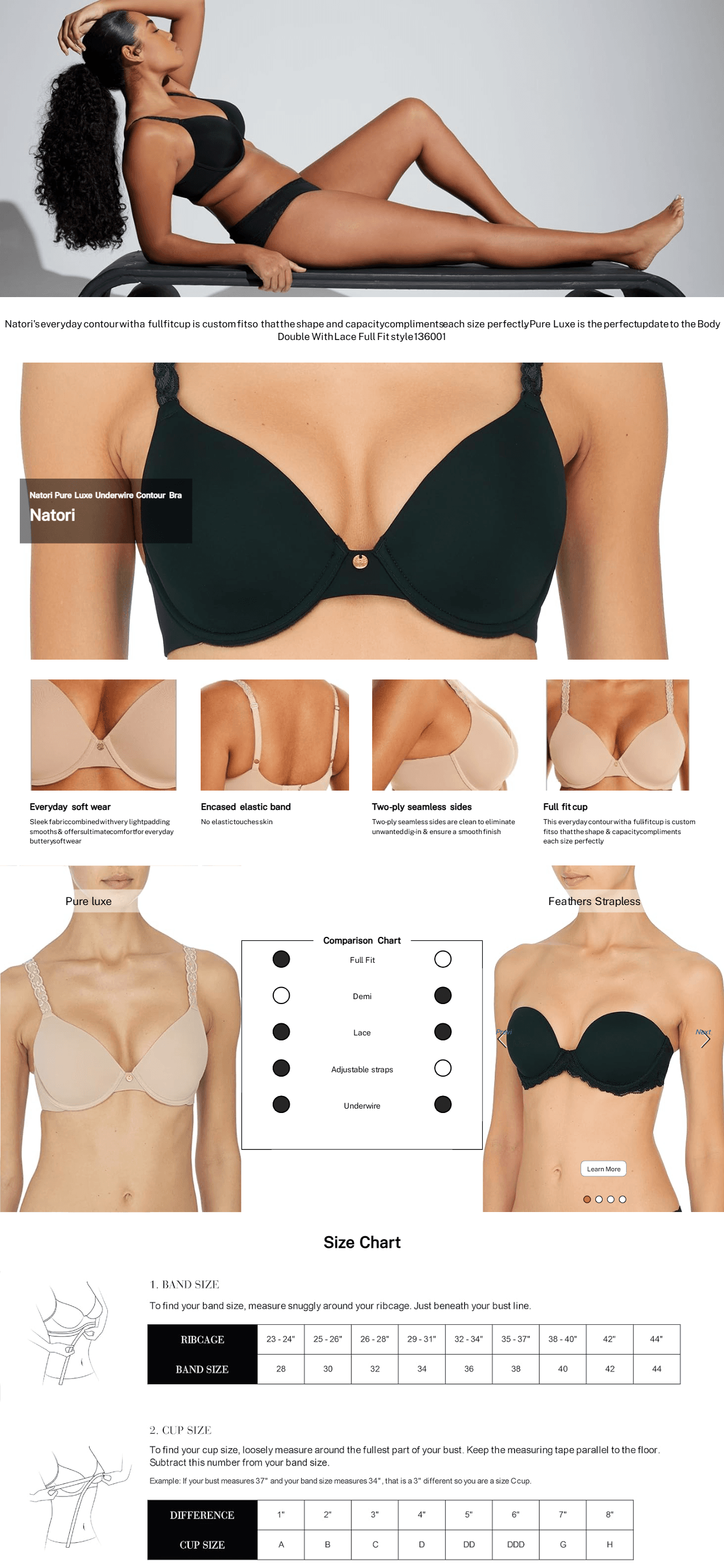 A+ Premium for Natori Women's Pure Luxe Custom Coverage Contour