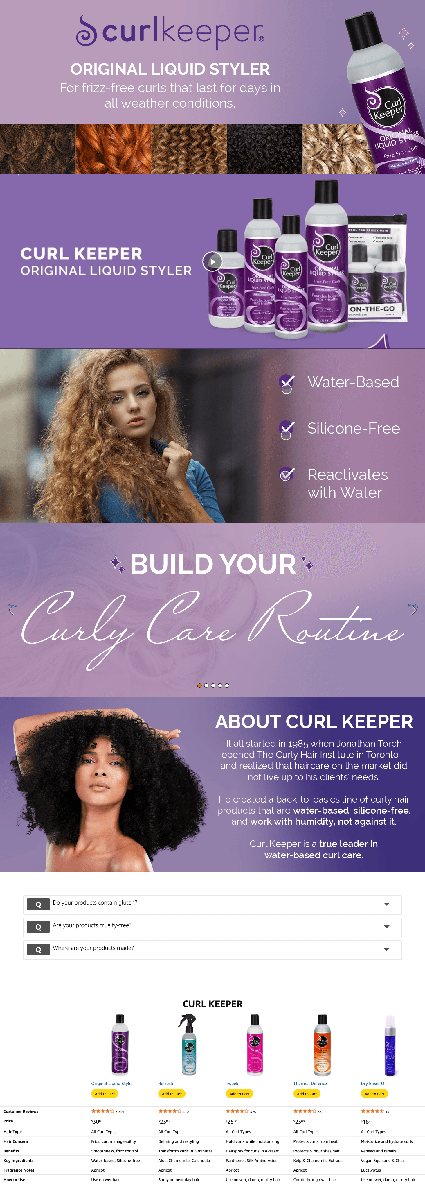 Amazon.com : Original Curl Keeper Anti-Frizz Curl Defining Hair Styler (8 Oz): A+ Premium