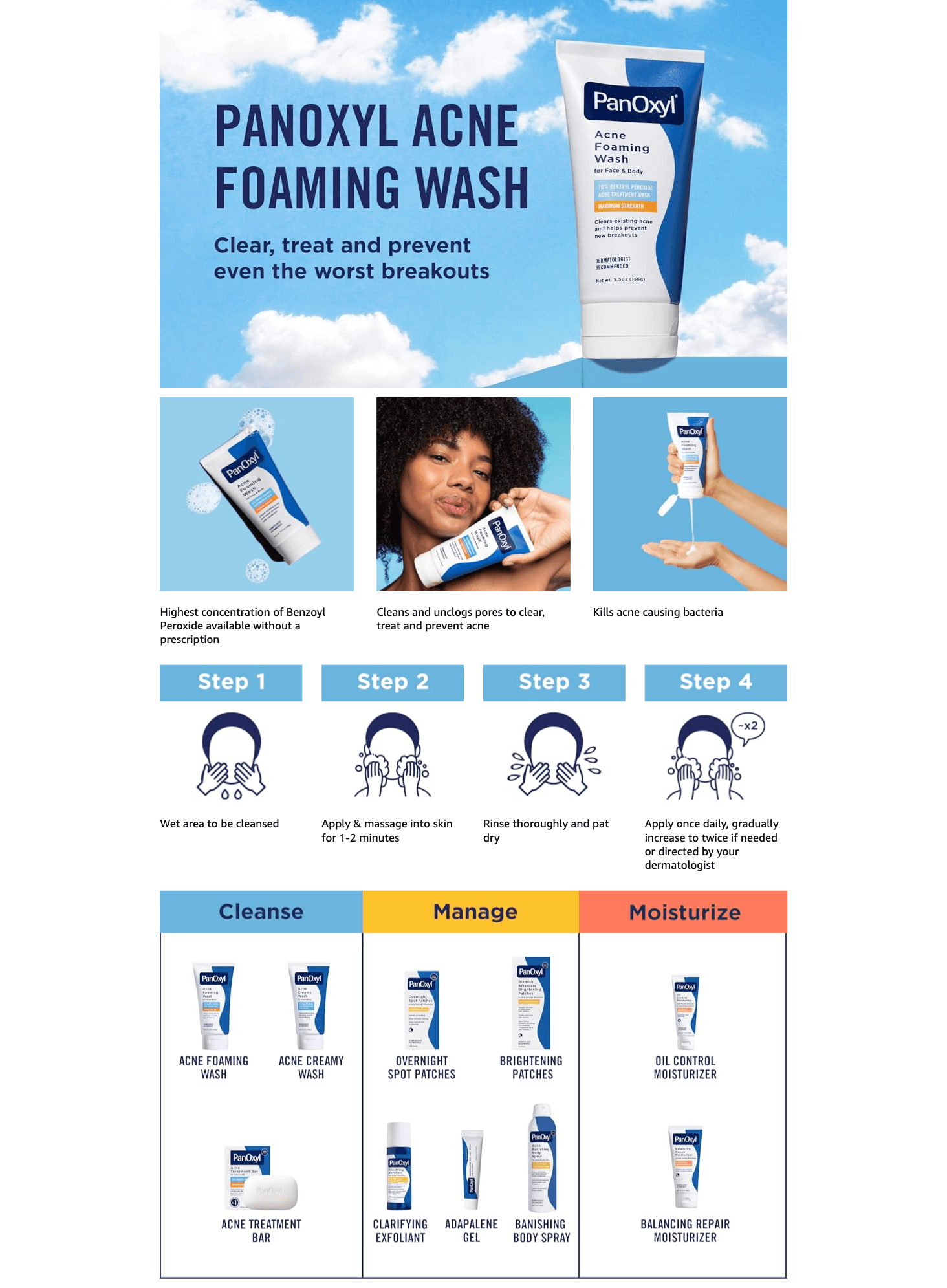 A+ Premium for Amazon.com: PanOxyl Acne Foaming Wash Benzoyl Peroxide 10% Maximum Strength Antimicrobial