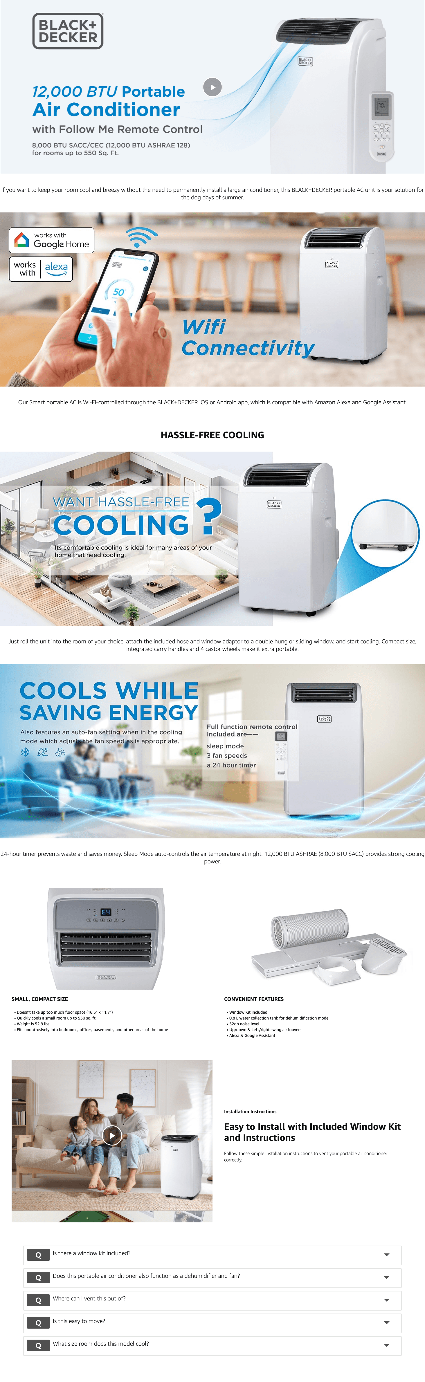 Amazon.com: BLACK+DECKER Smart Portable Air Conditioner: A+ Premium