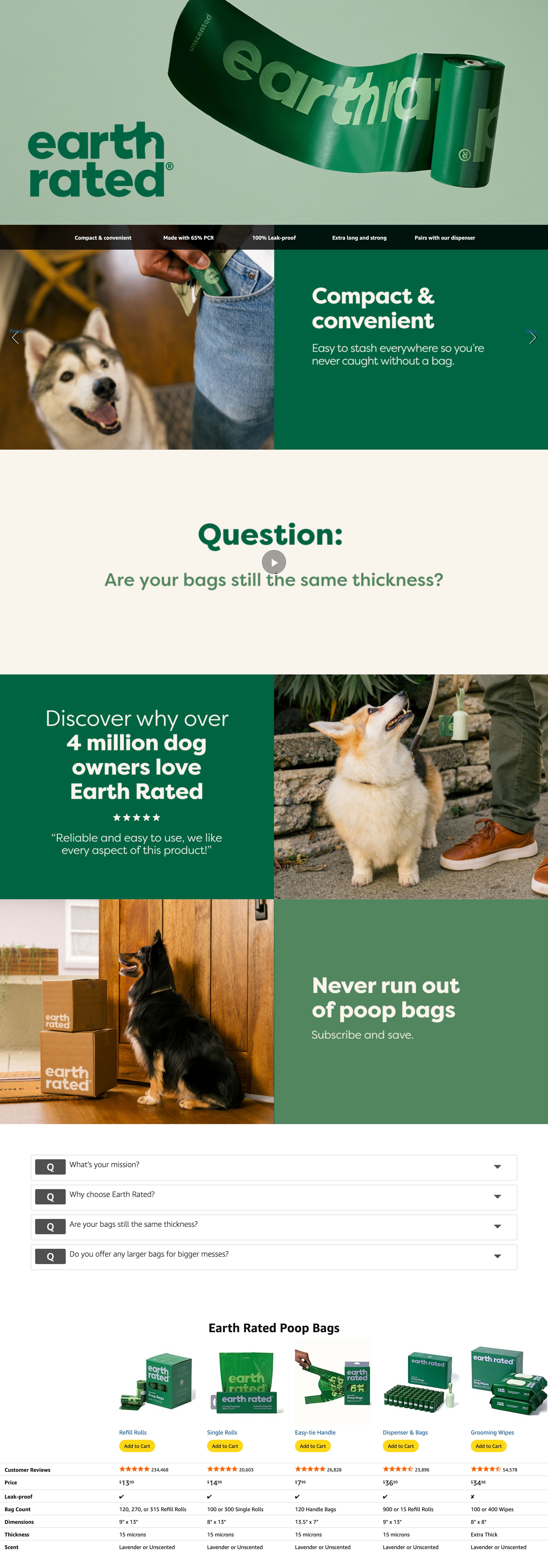 A+ Premium for Amazon.com : Earth Rated Poop Bags for Dogs