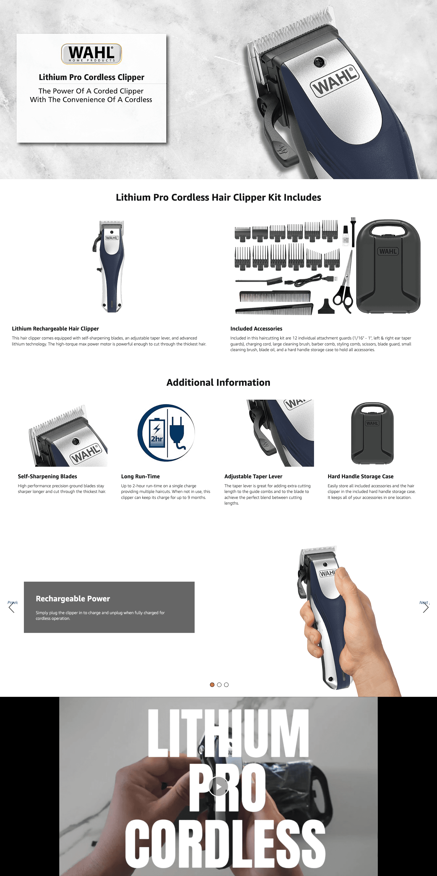 Amazon.com: Wahl Lithium Ion Pro Rechargeable Cordless Hair Clippers for Men: A+ Premium
