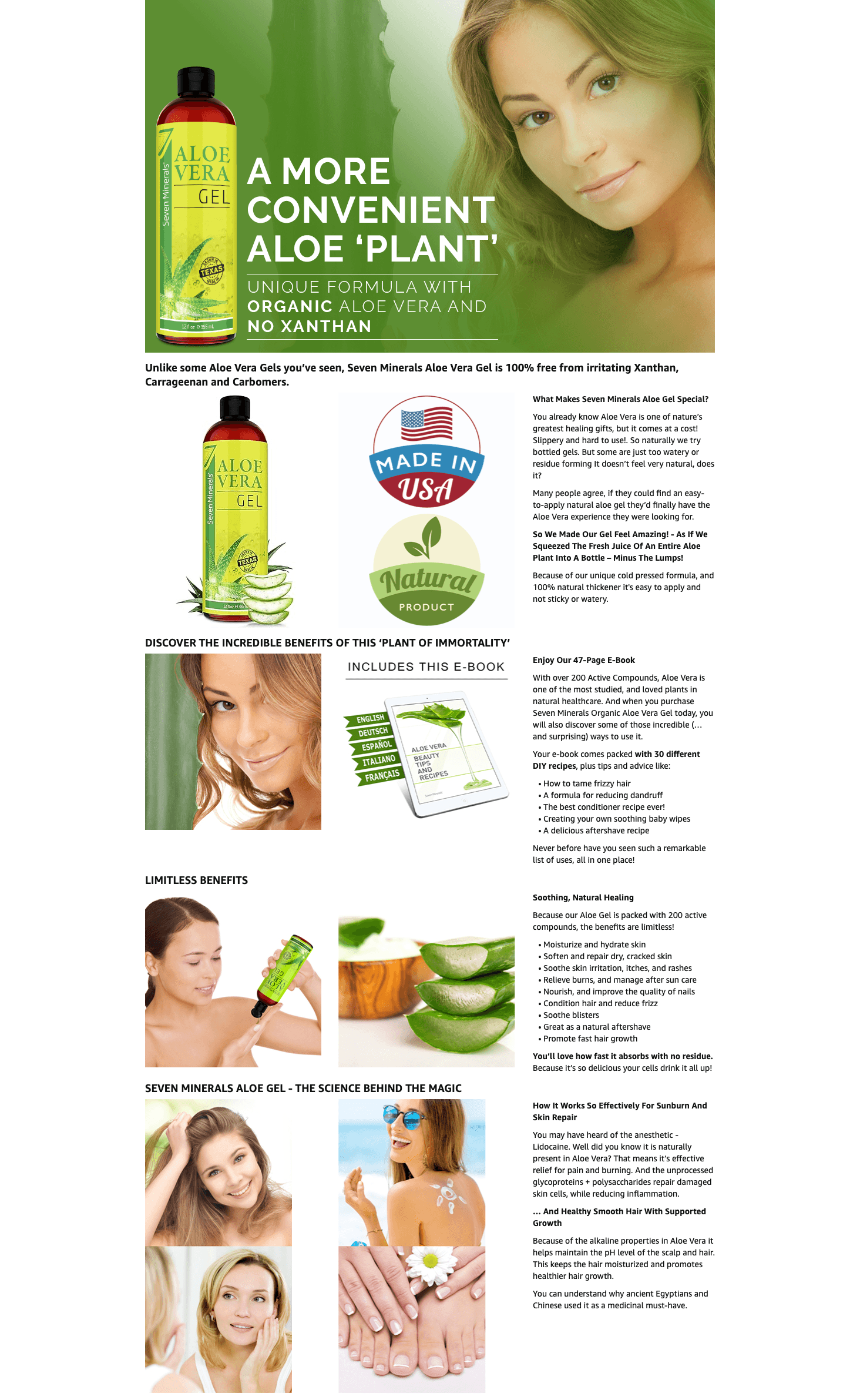Amazon.com : Seven Minerals Organic Aloe Vera Gel from freshly cut 100% Pure Aloe: A+ Premium