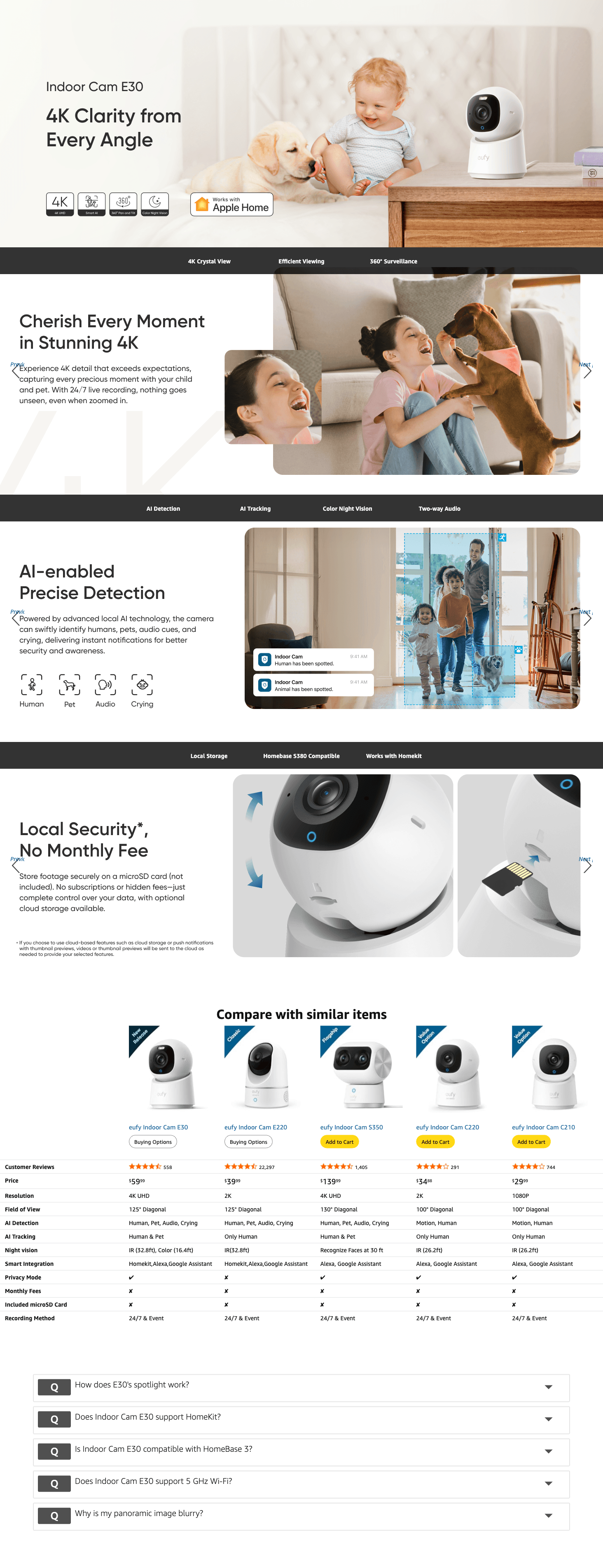 Amazon.com : eufy Indoor Cam E30: A+ Premium