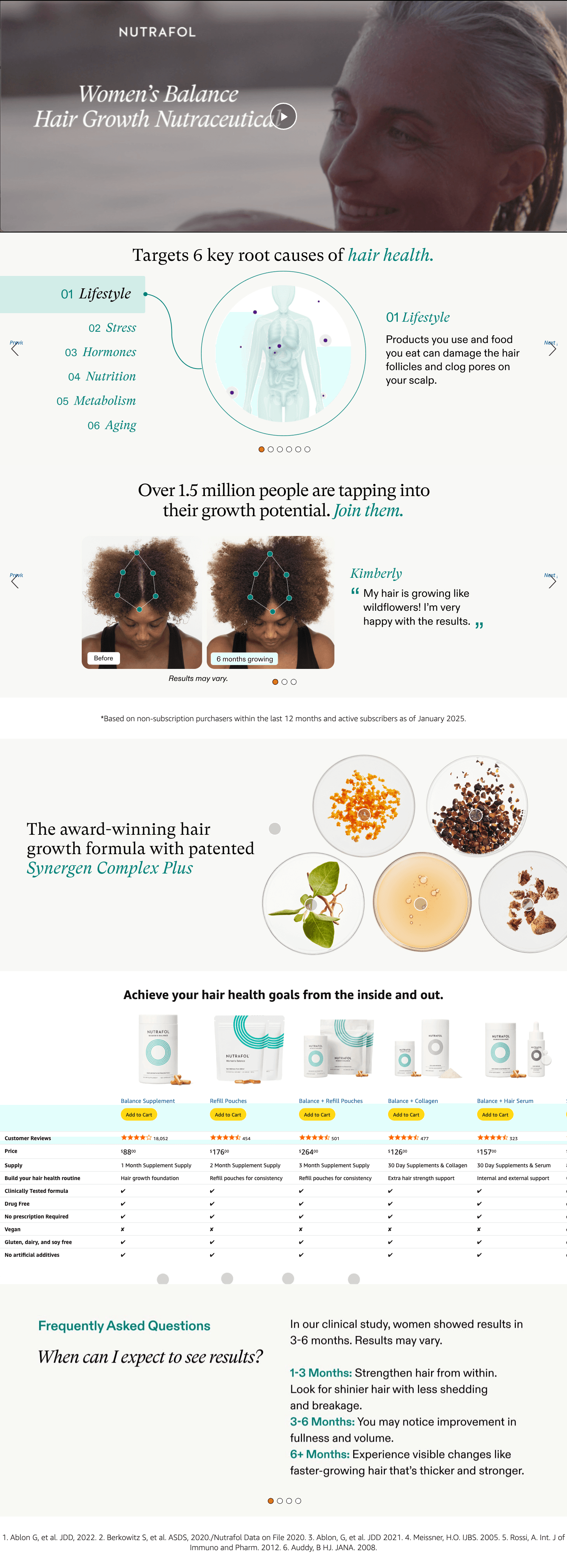 A+ Premium for Amazon.com: Nutrafol Women's Balance Hair Growth Supplements