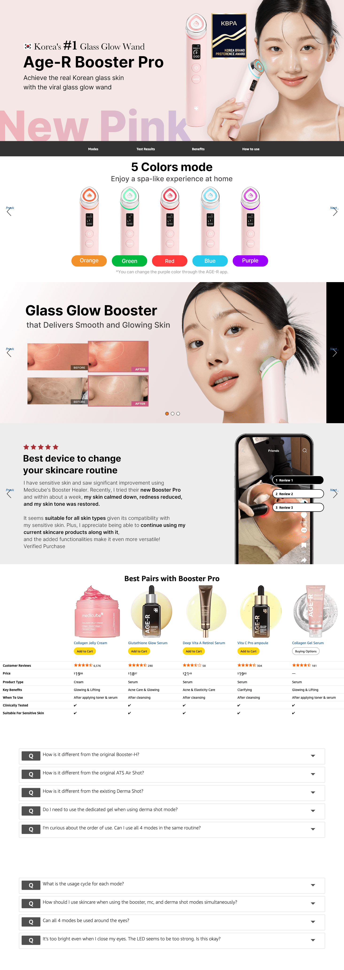 Amazon.com: medicube Age-R Booster Pro Pink: A+ Premium