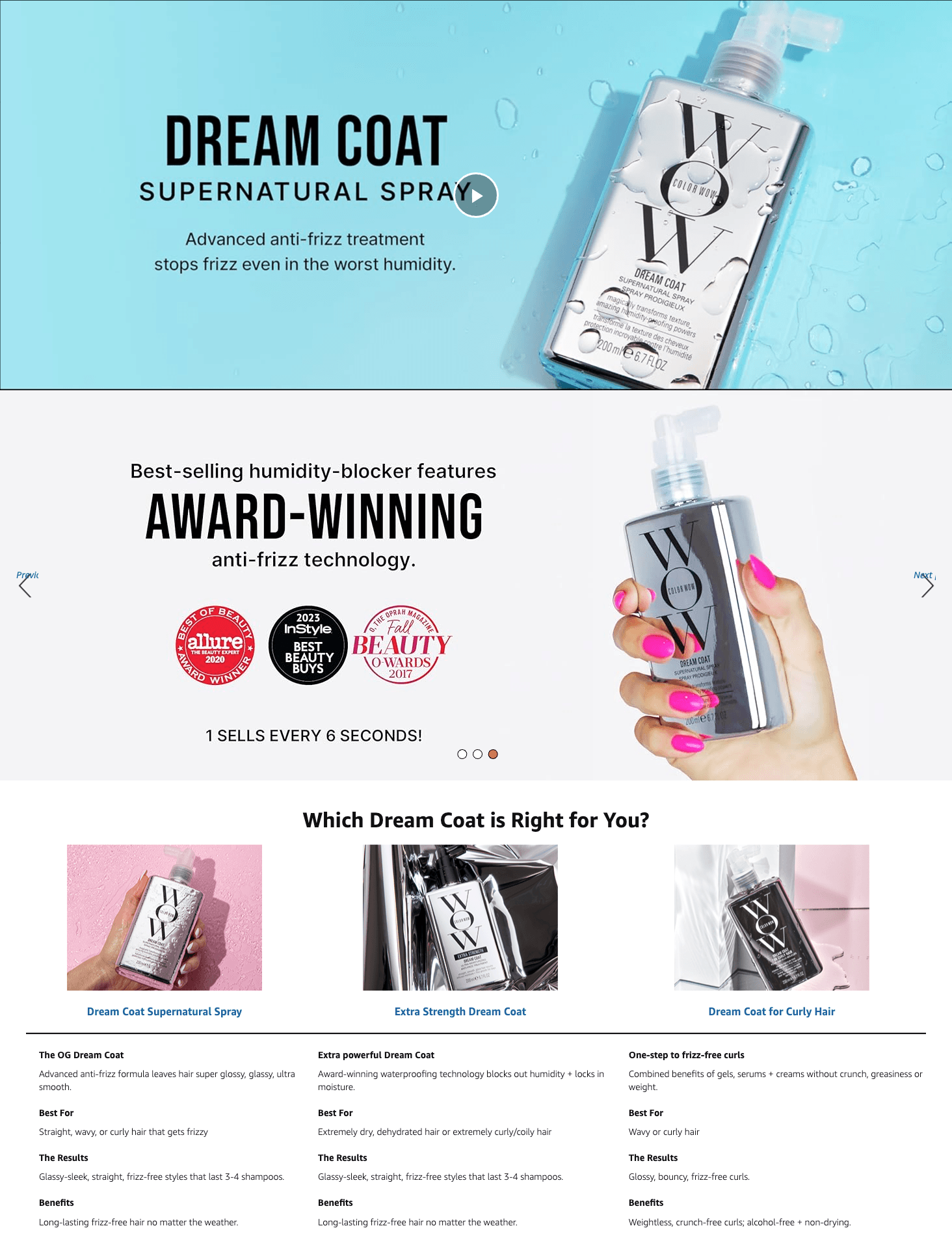 A+ Premium for Amazon.com: COLOR WOW Dream Coat Supernatural Spray