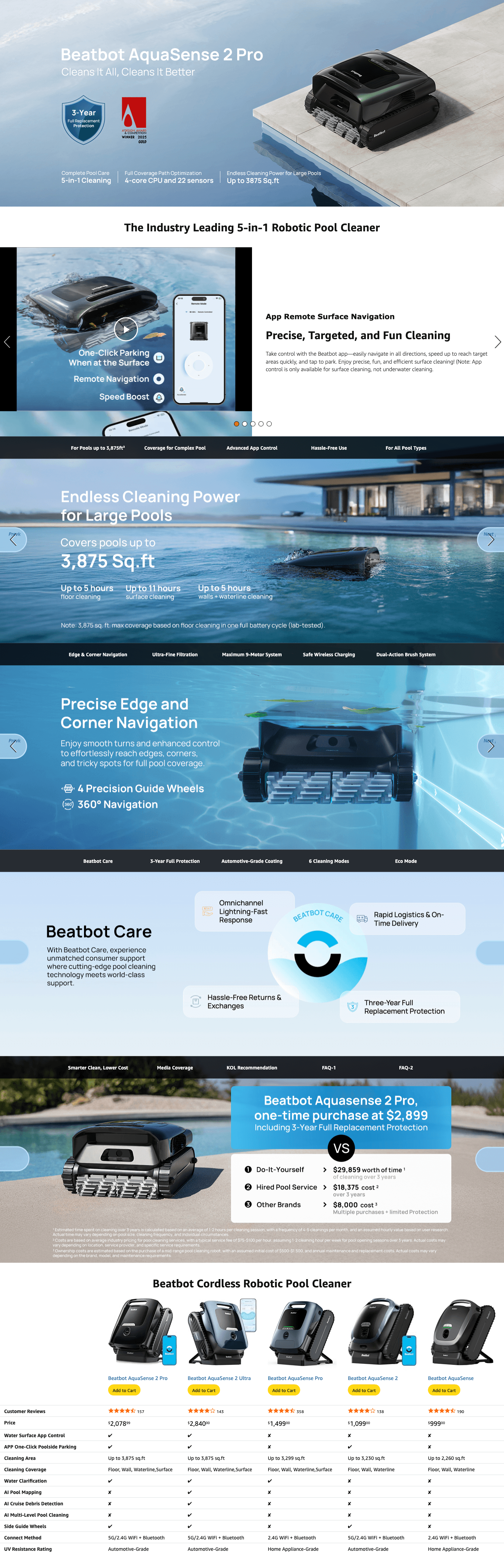 A+ Premium for Amazon.com : Beatbot AquaSense 2 Pro Cordless Robotic Pool Cleaner