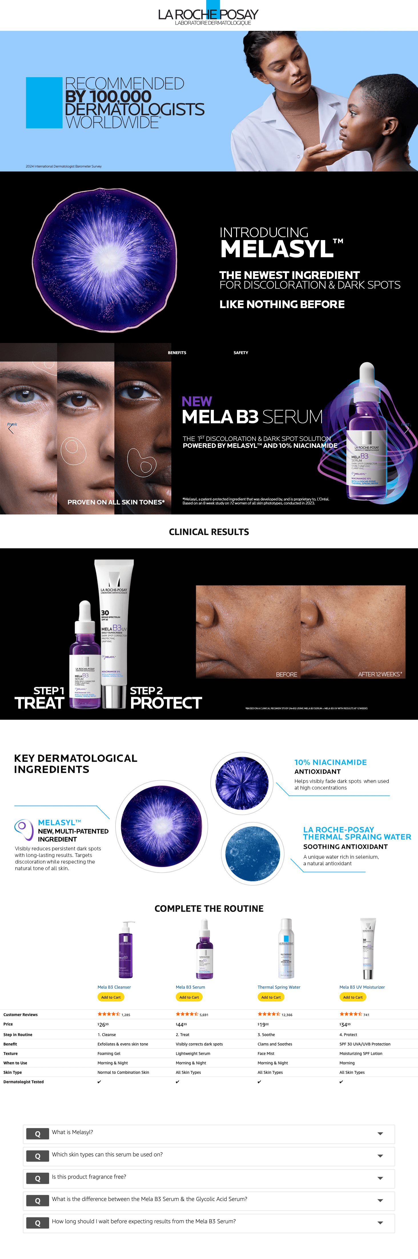 Amazon.com: La Roche-Posay Mela B3 Serum: A+ Premium