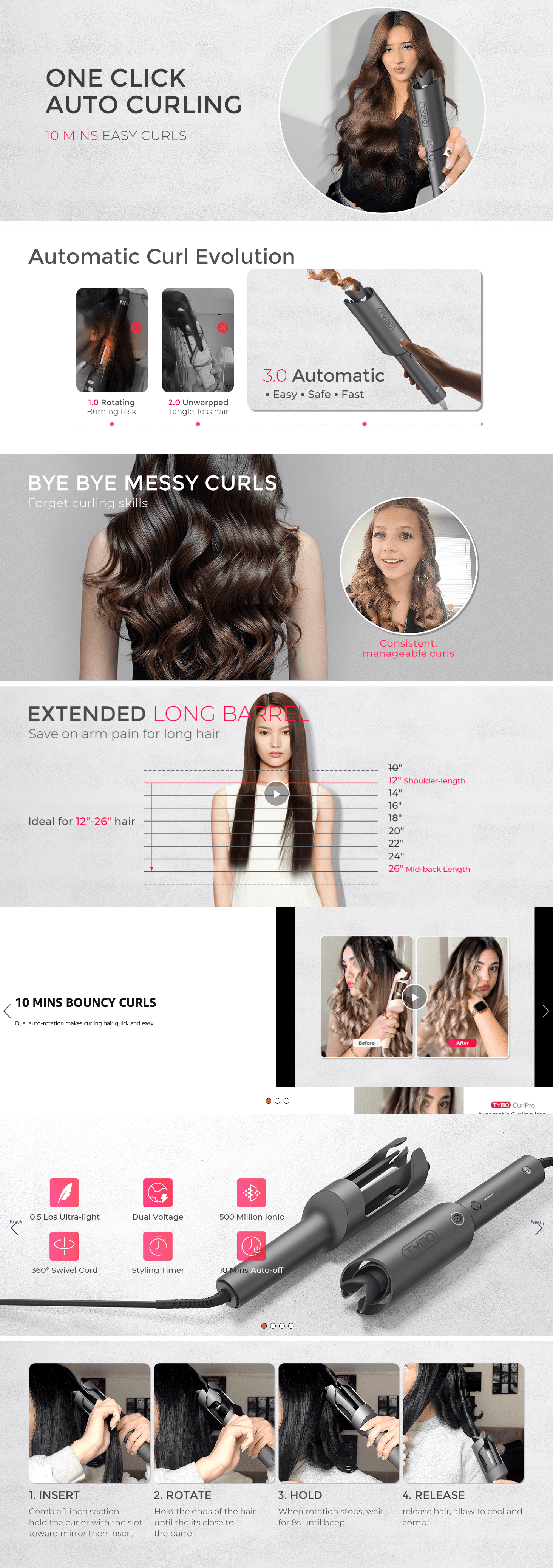 Amazon.com: TYMO Automatic Rotating Curling Iron: A+ Premium
