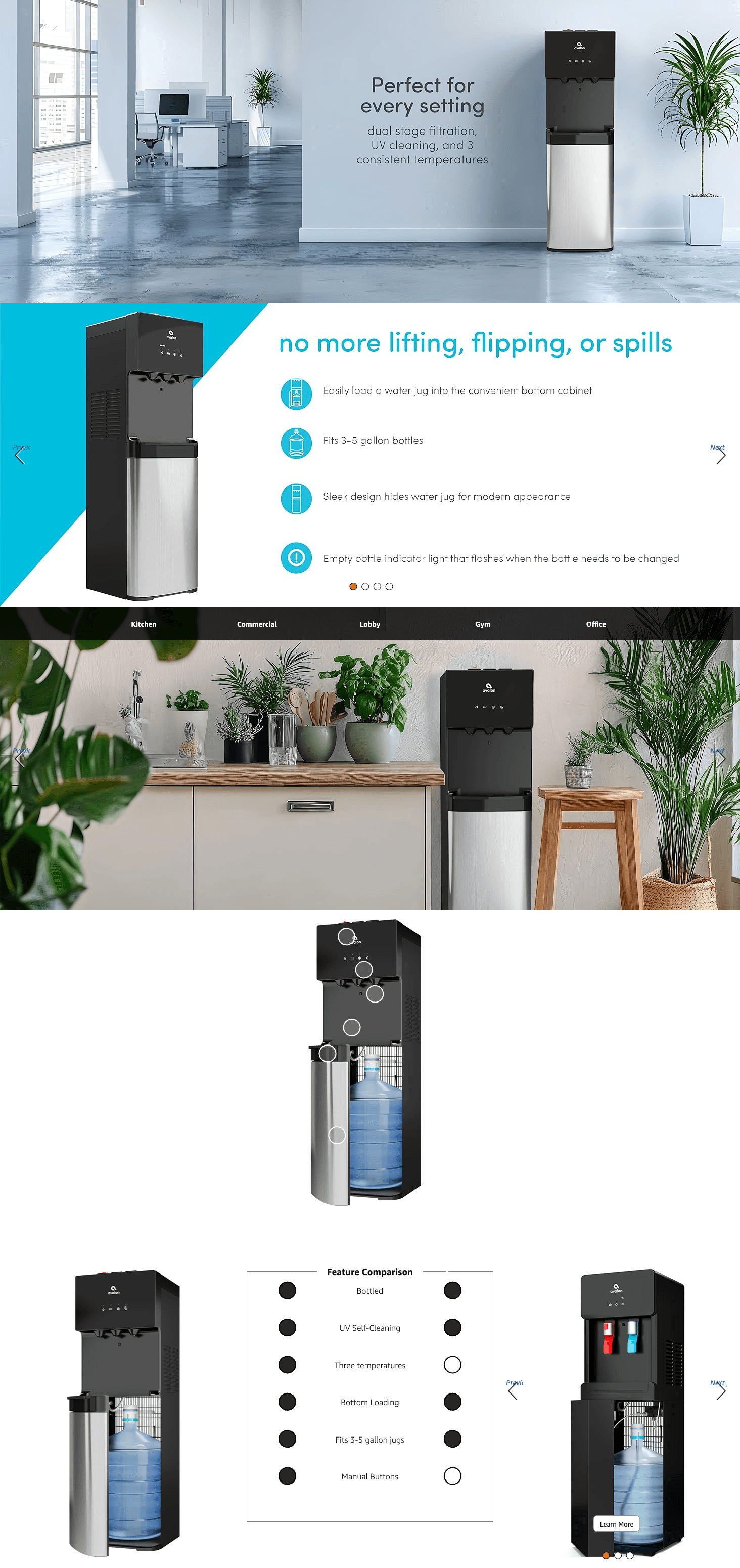 Amazon.com: Avalon Bottom Loading Water Cooler Water Dispenser with BioGuard- 3…: A+ Premium