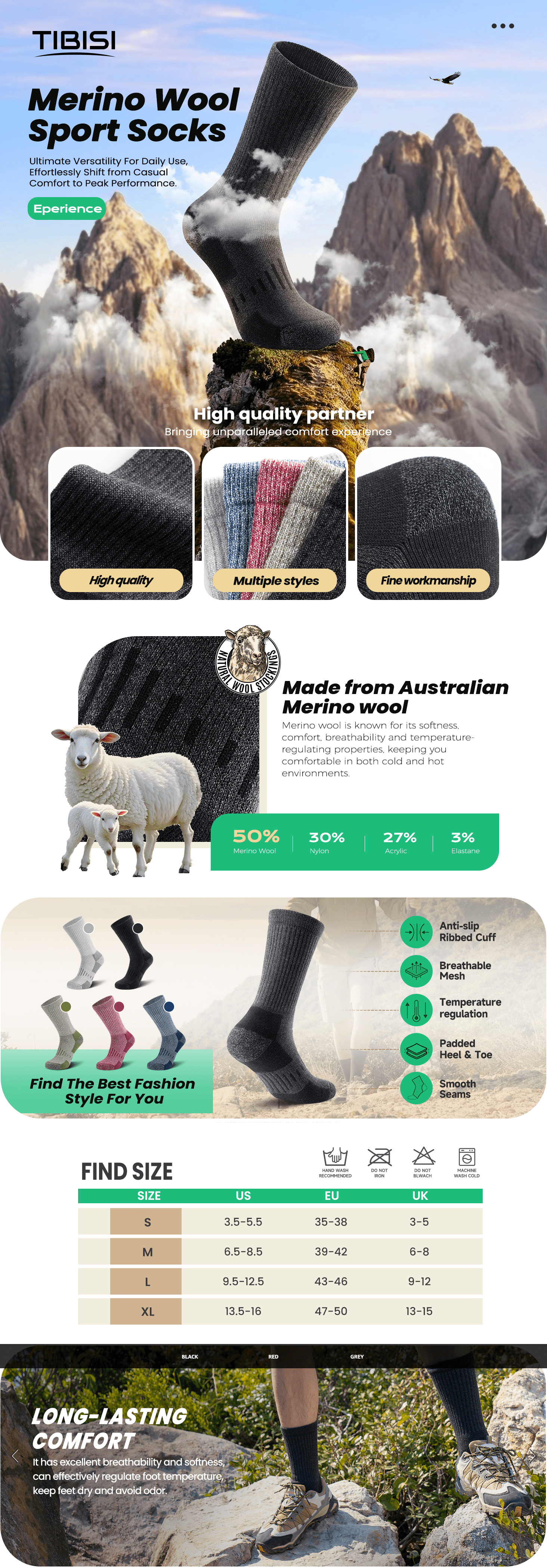 A+ Premium for TIBISI Mens Socks Cushion Moisture Wicking Breathable