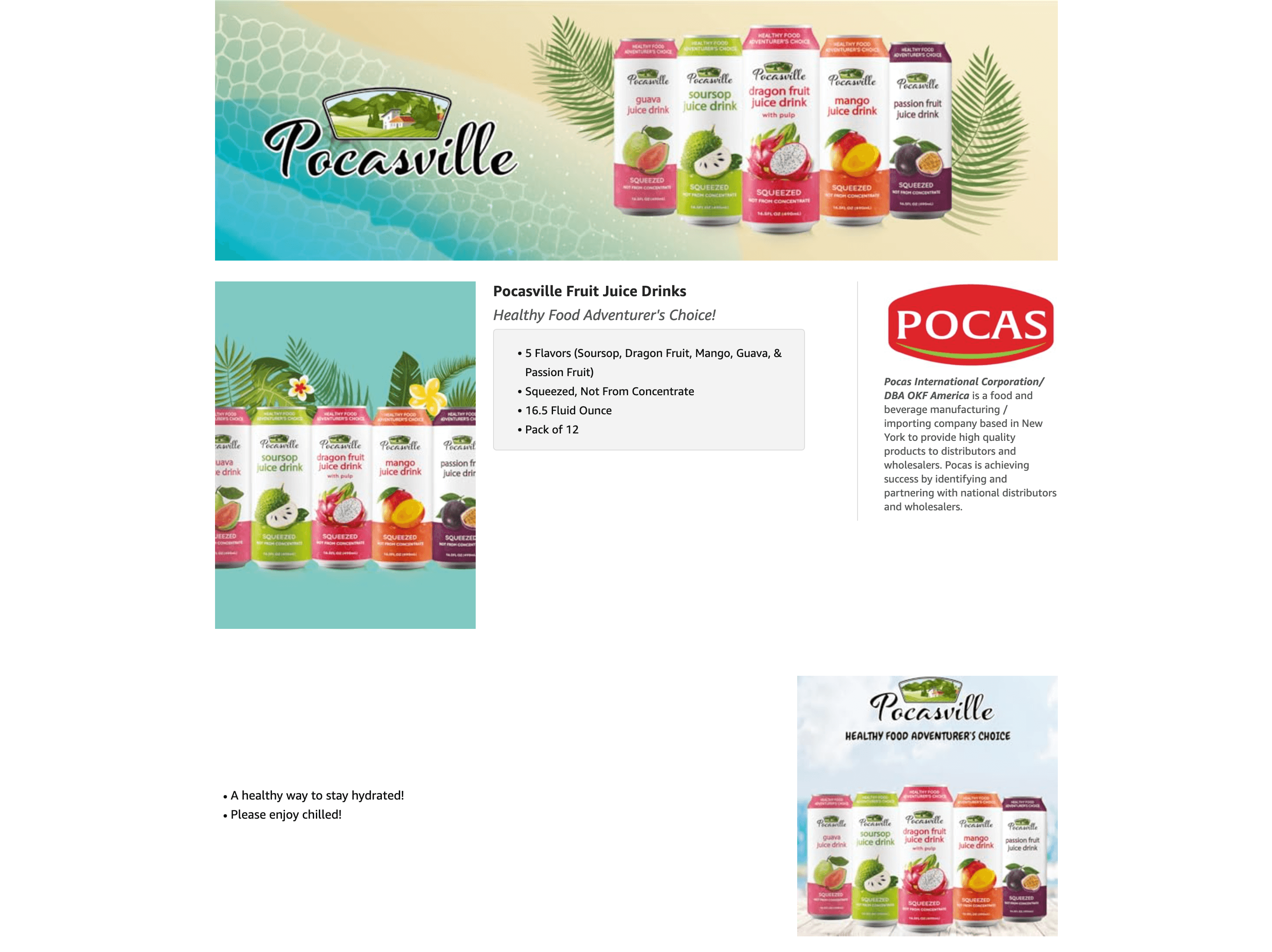 Amazon.com : Pocasville Fruit Juices 16.5 Fluid Ounce (Pack of 12) (Dragon Fruit) :…: A+ Premium