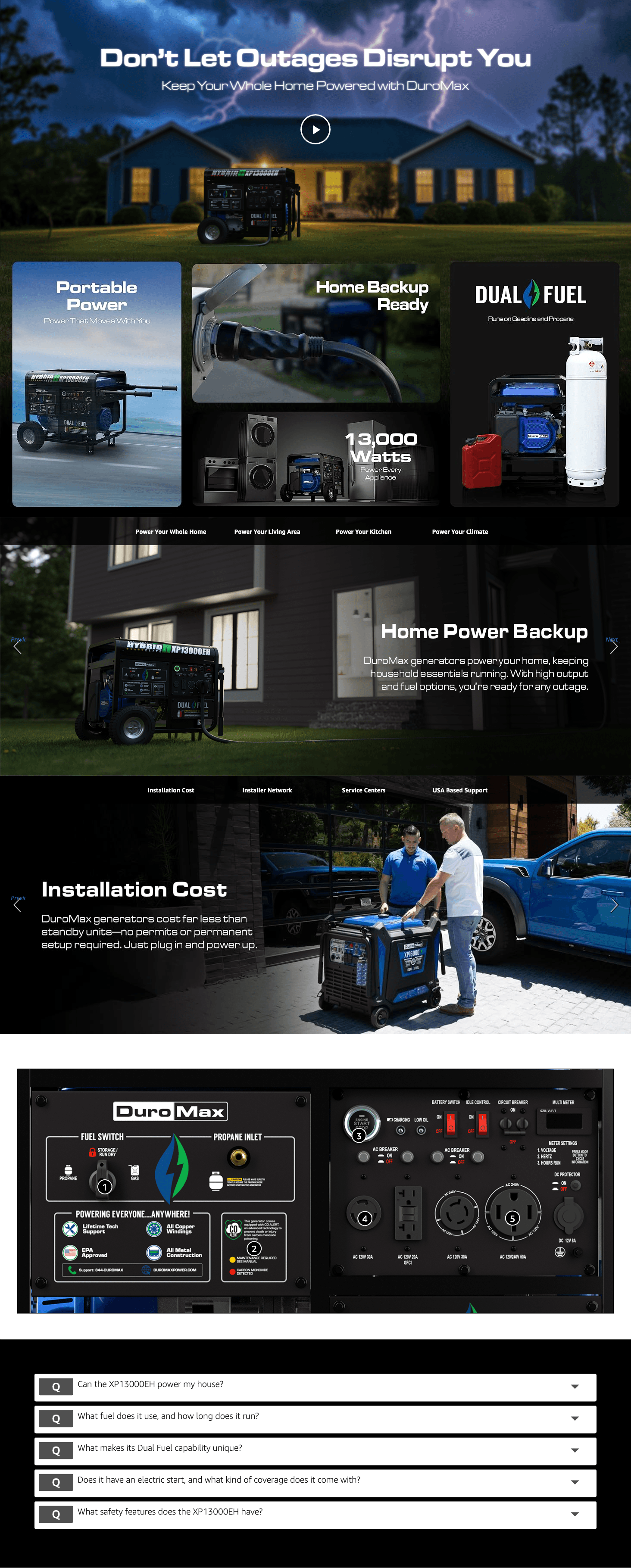 Amazon.com: DuroMax XP13000EH 13,000-Watt Dual Fuel Portable Generator: A+ Premium