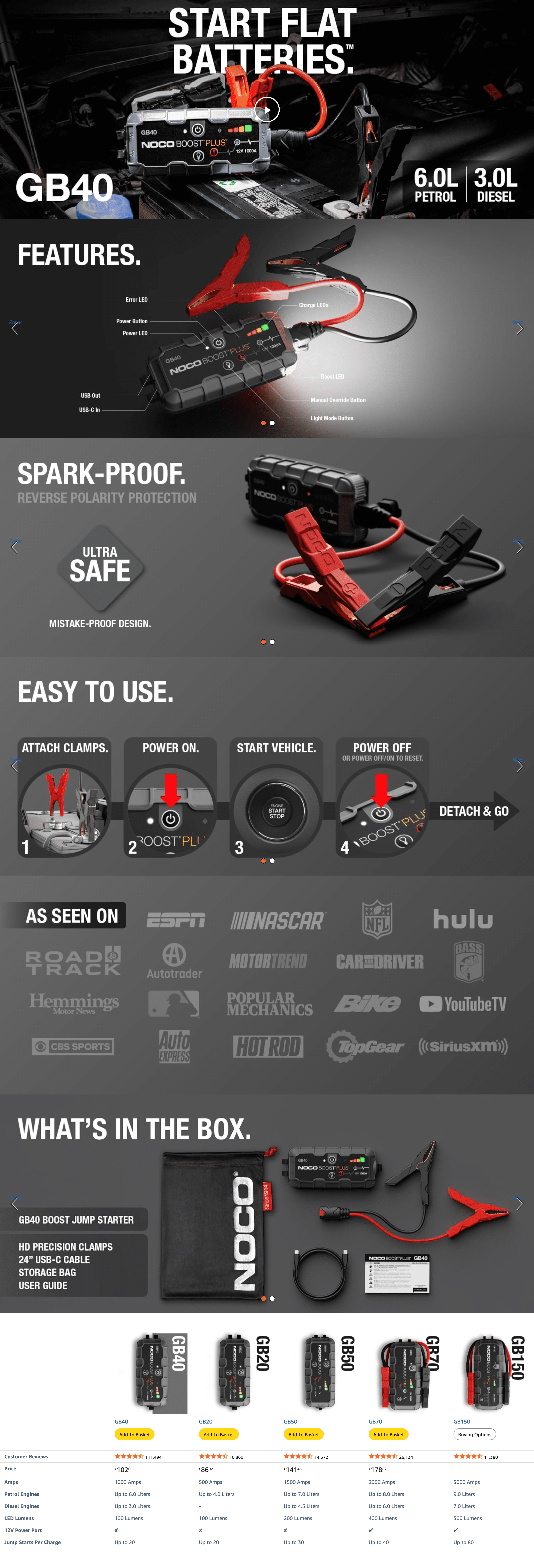 NOCO Boost Plus GB40 1000A UltraSafe Car Jump Starter: A+ Premium