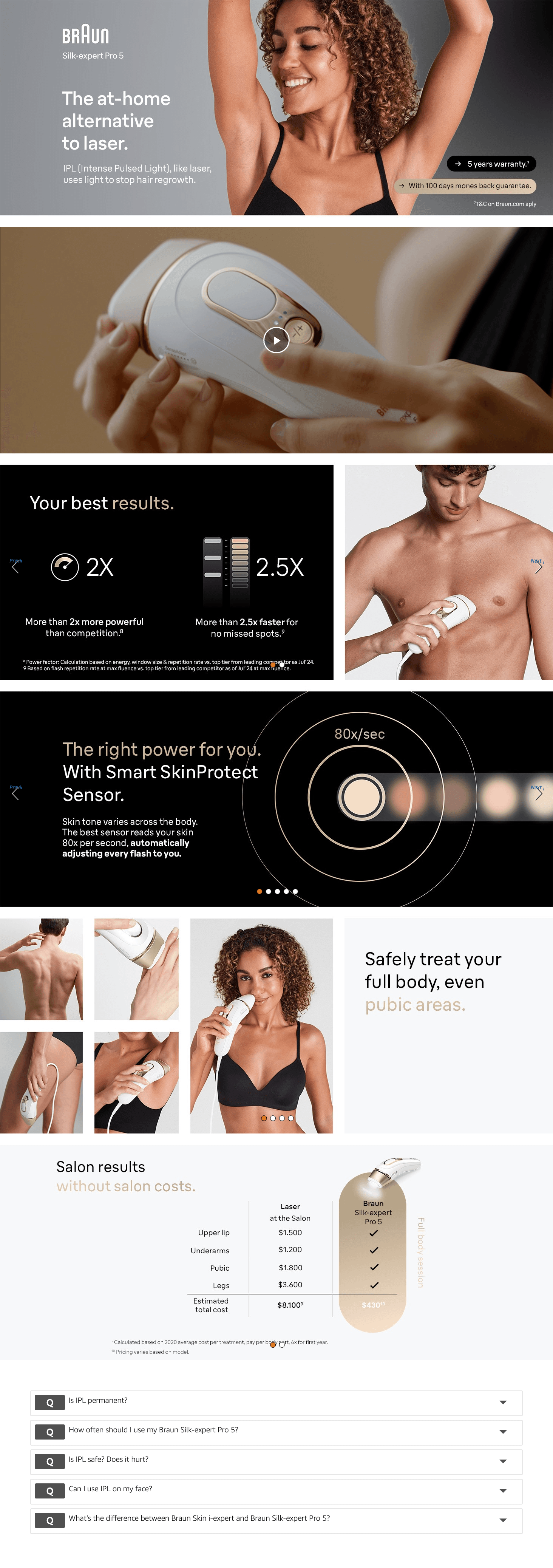 Amazon.com: Braun IPL at Home Laser Hair Removal for Women and Men: A+ Premium
