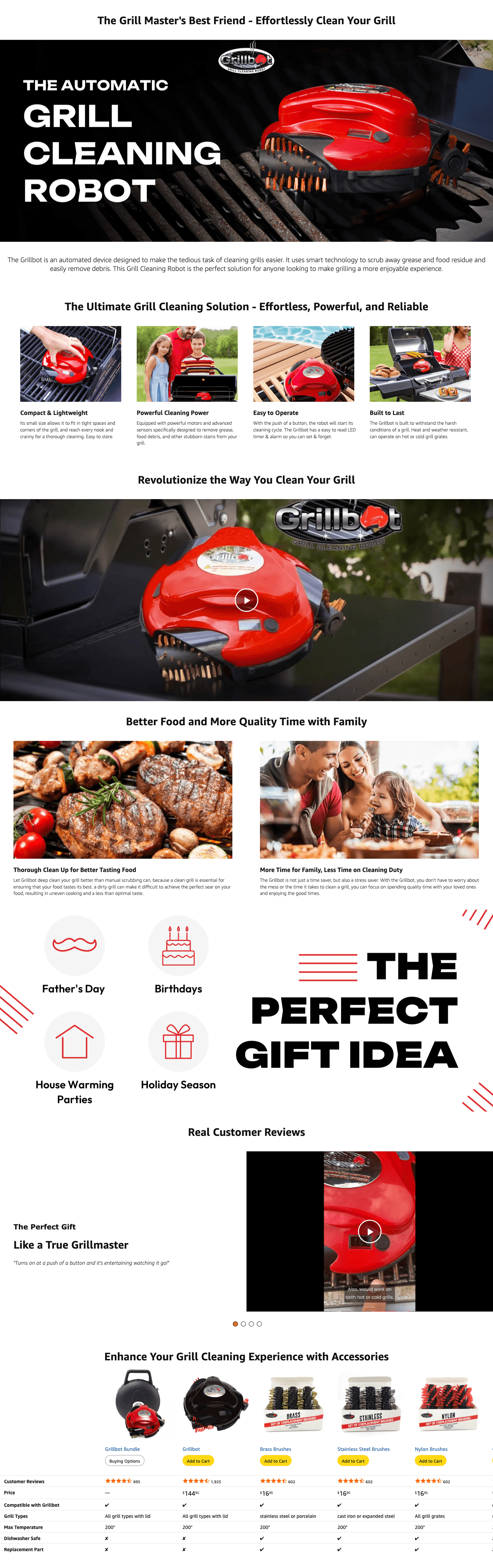 Amazon.com : Grillbot Automatic Grill Cleaning Robot with Nylon Brushes: A+ Premium