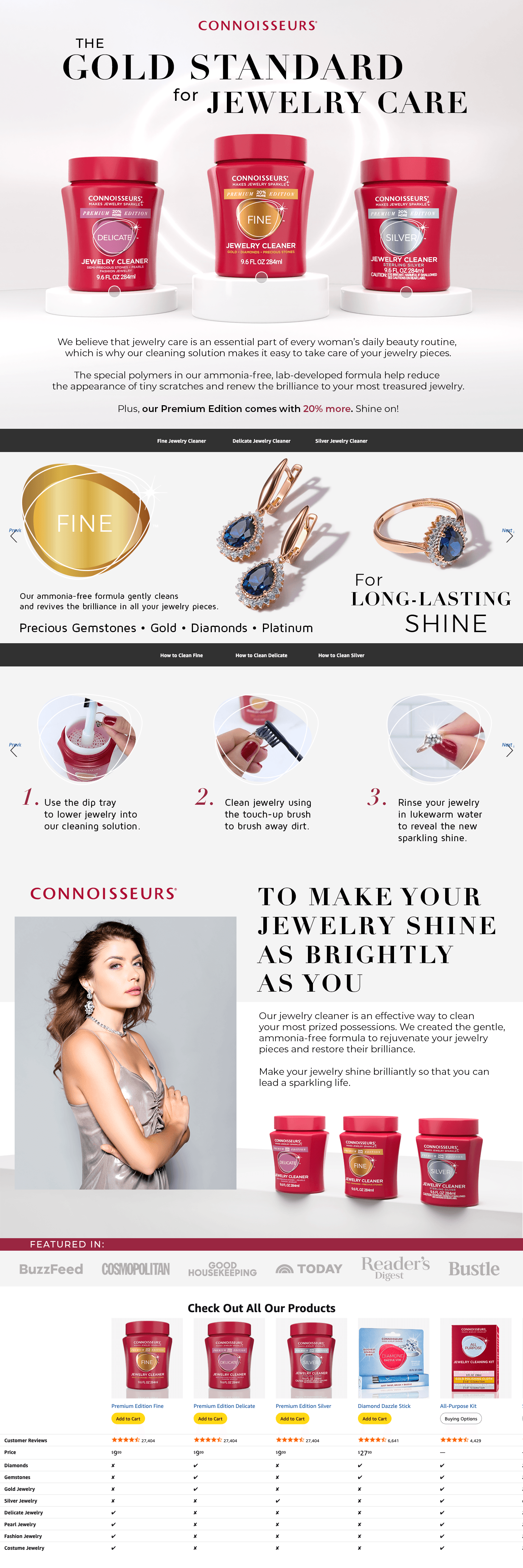 Amazon.com: CONNOISSEURS Premium Edition Fine Jewelry Cleaner Solution for Gold: A+ Premium