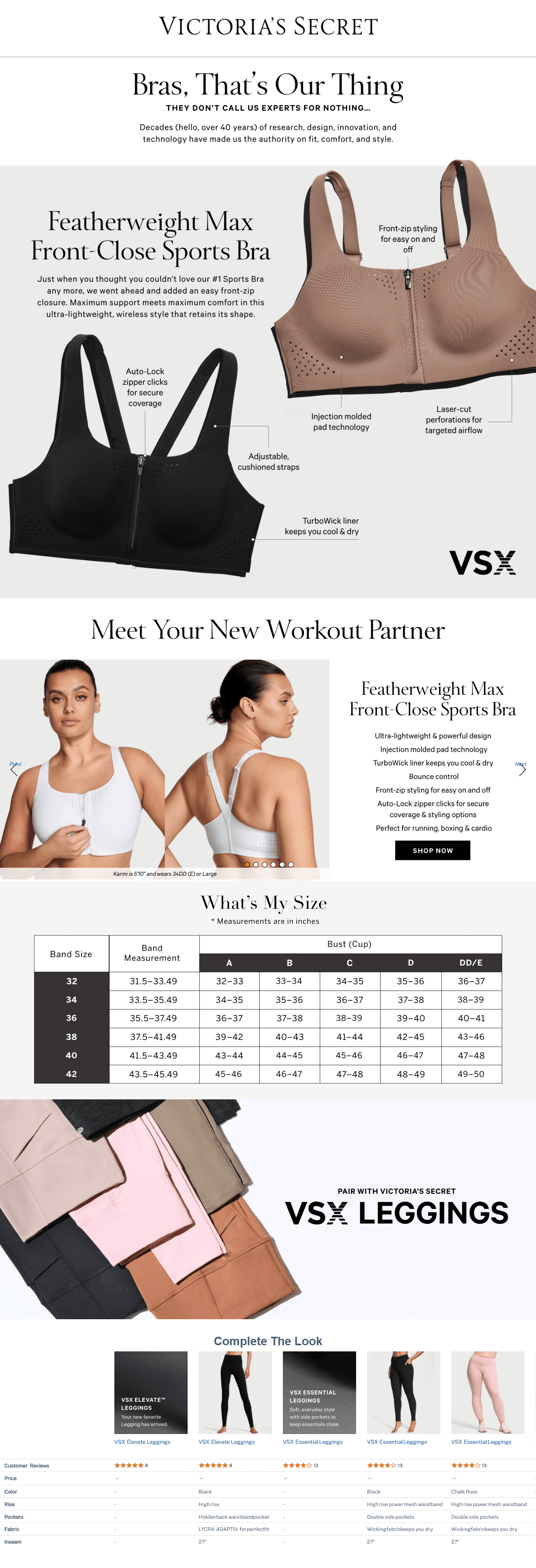 Victoria's Secret Women's VSX Featherweight Max Front Close Sports Bra: A+ Premium