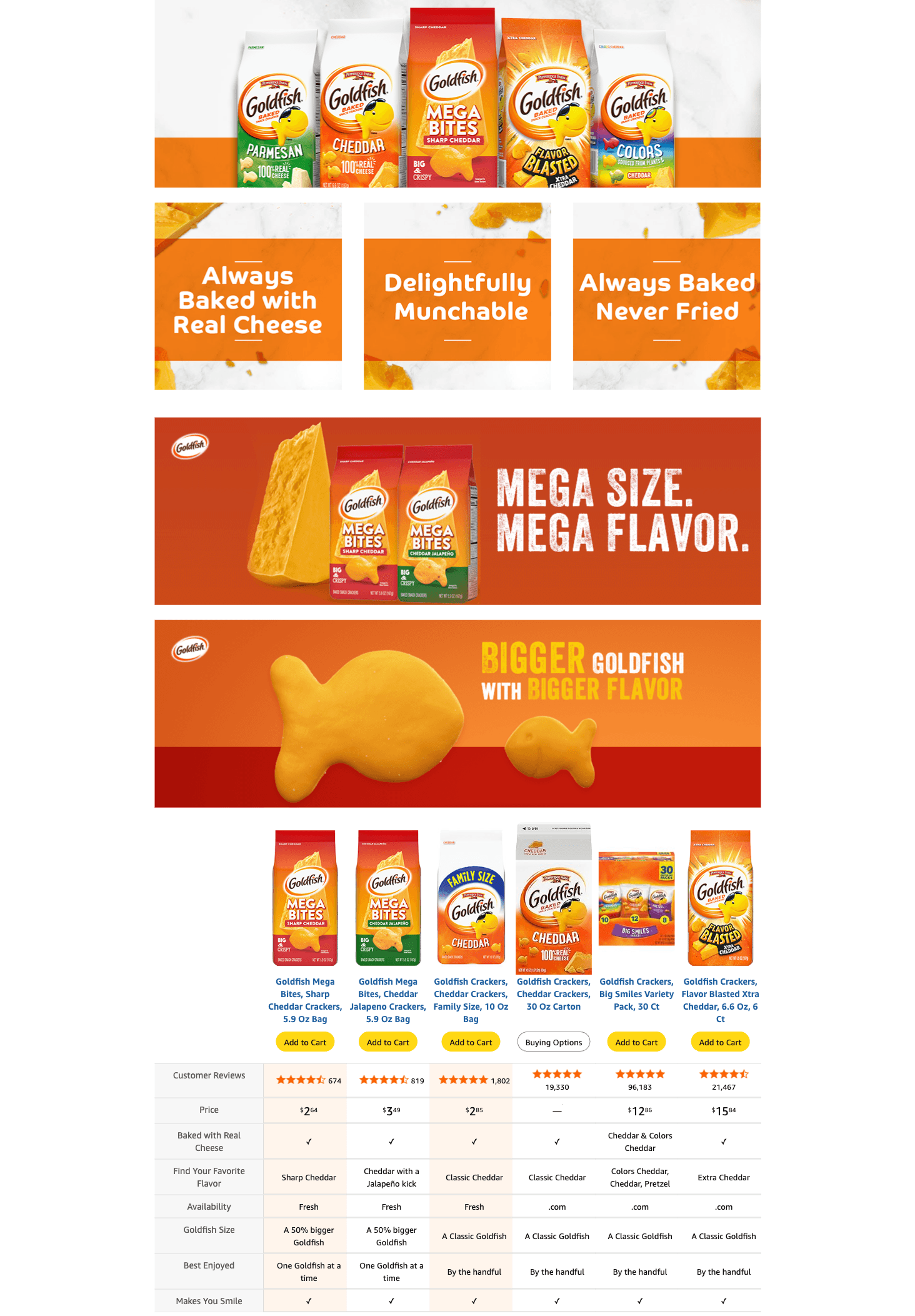 A+ Premium for Amazon.com: Pepperidge Farm Goldfish Cheddar Crackers