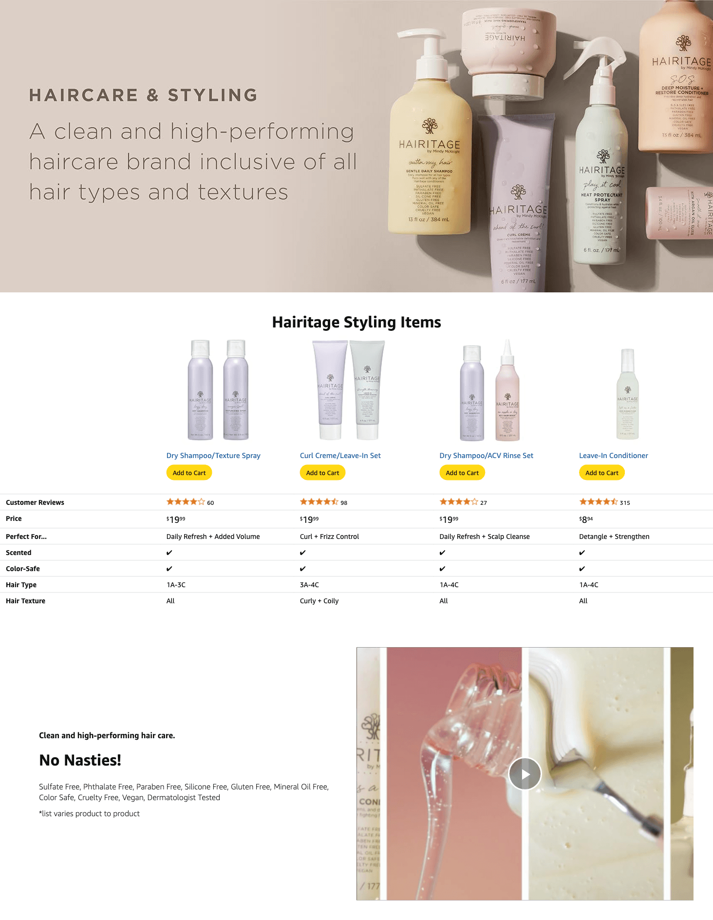 Amazon.com: Hairitage Hydrating Jojoba Oil Curl Cream for Curly Hair: A+ Premium