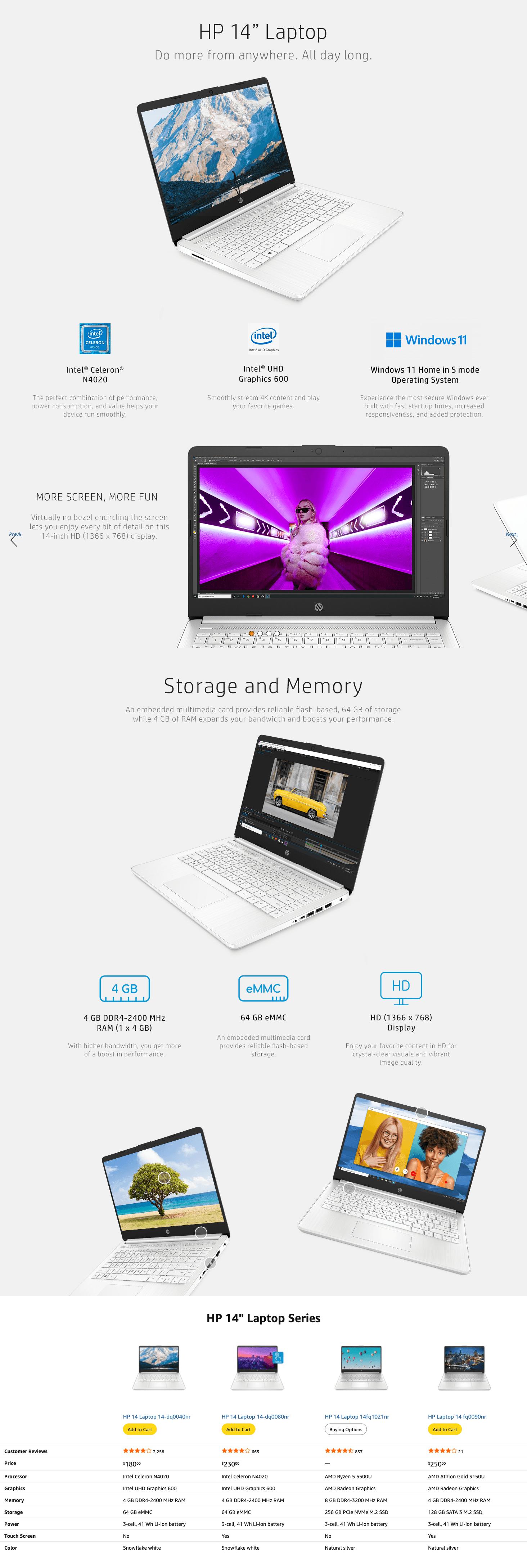 Amazon.com: HP 14 Laptop: A+ Premium
